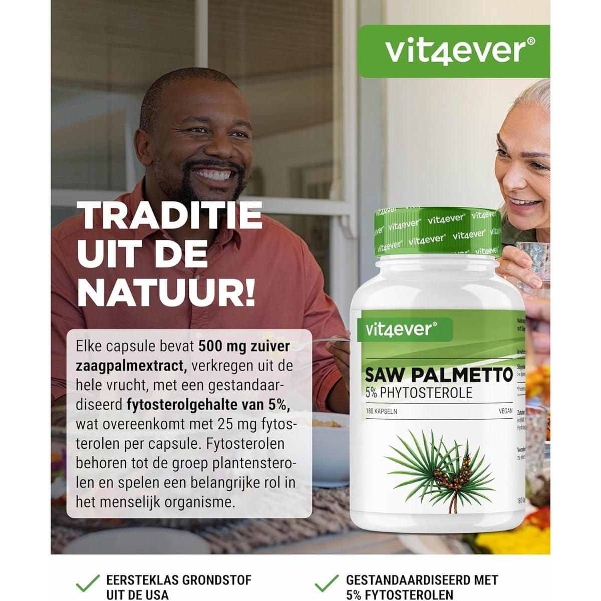 Vit4ever Extrait de Saw Palmetto 500mg - complément à base de plantes sans ajouts inutiles