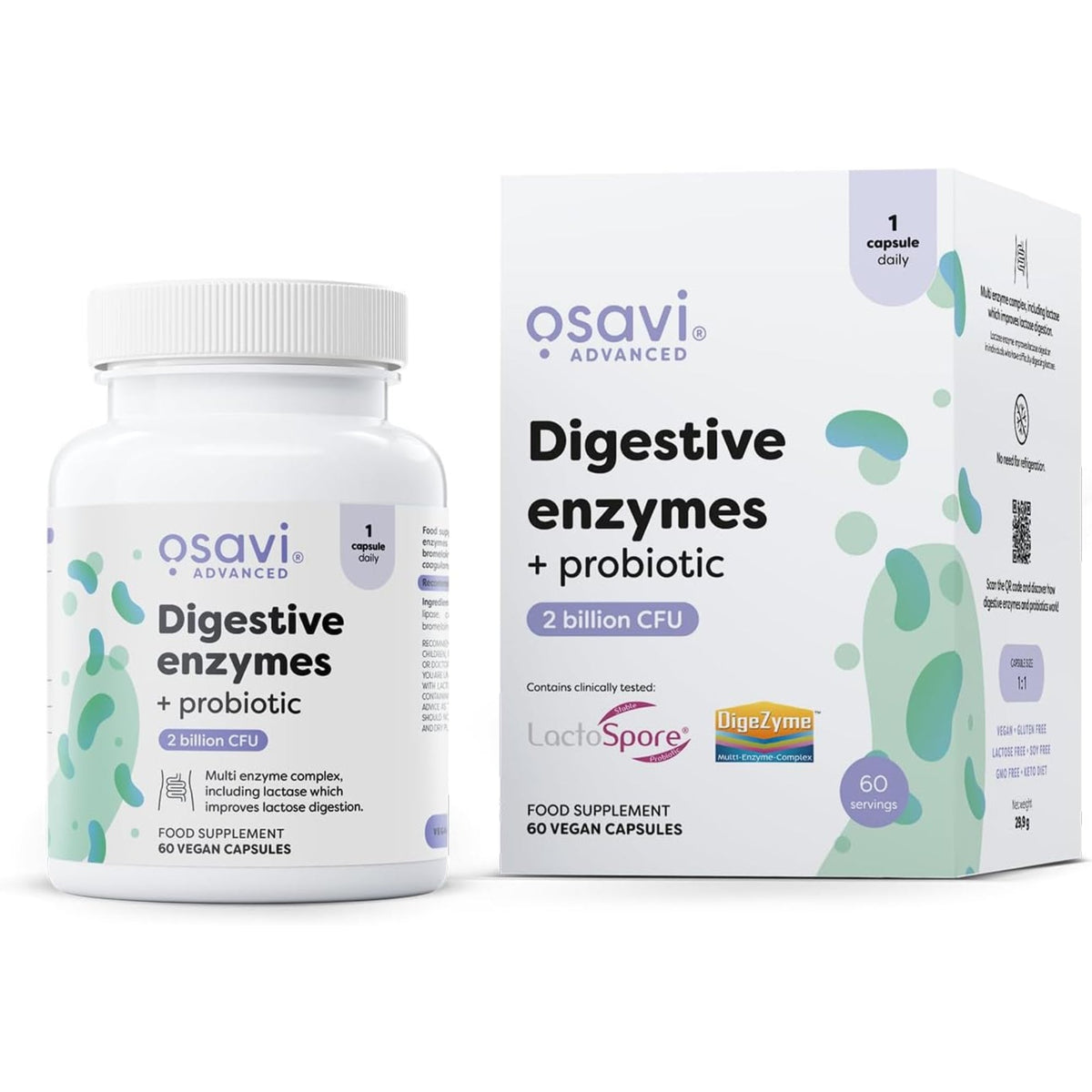 Osavi Enzymes digestives avec Probiotique - gélules végétales avec DigeZyme et LactoSpore | acheter en France