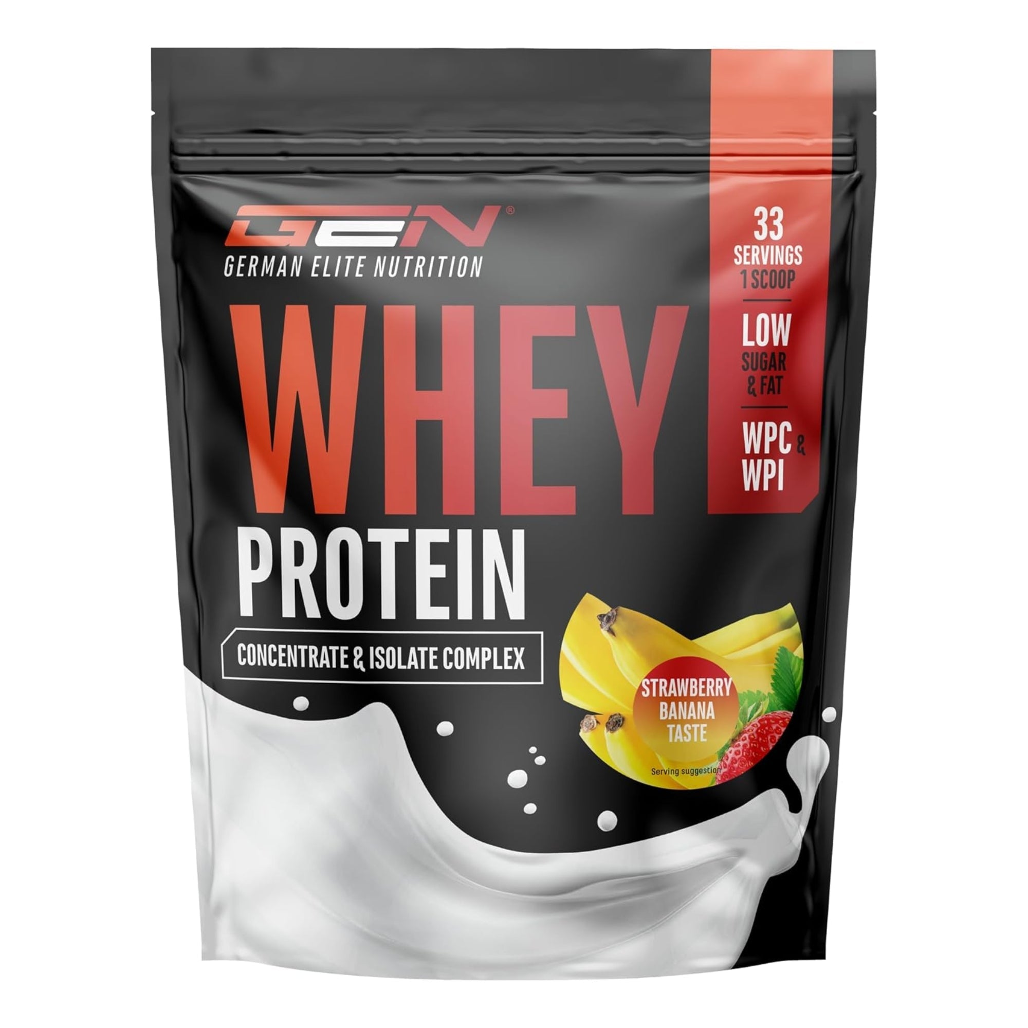 Whey Protein Complex de German Elite Nutrition, saveur fraise-banane