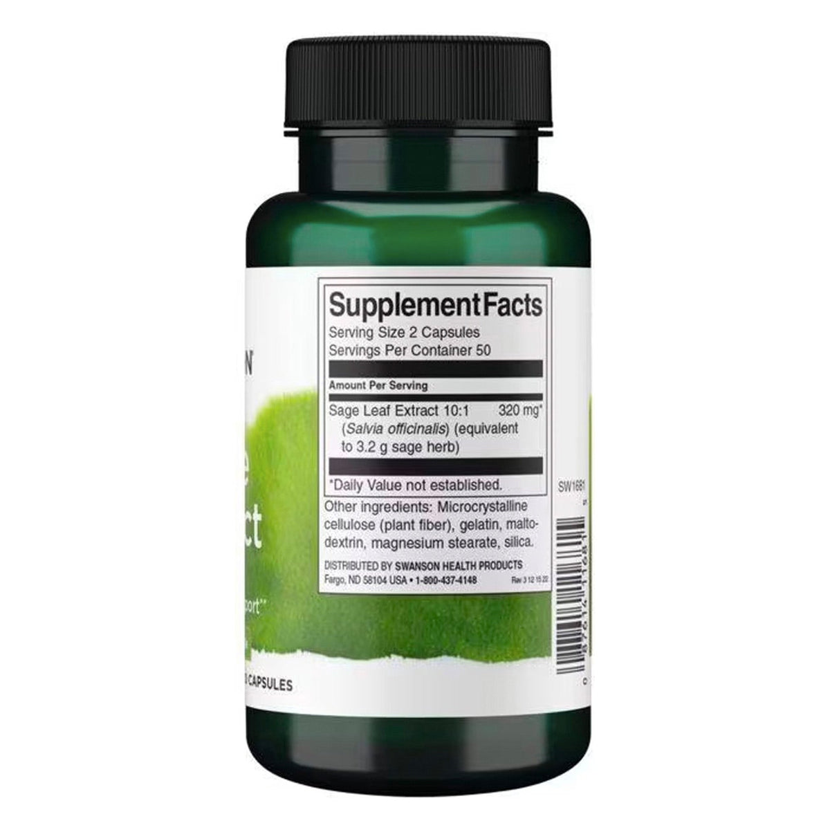 Swanson Extrait de sauge 10:1 320 mg 100 gélules - complément alimentaire