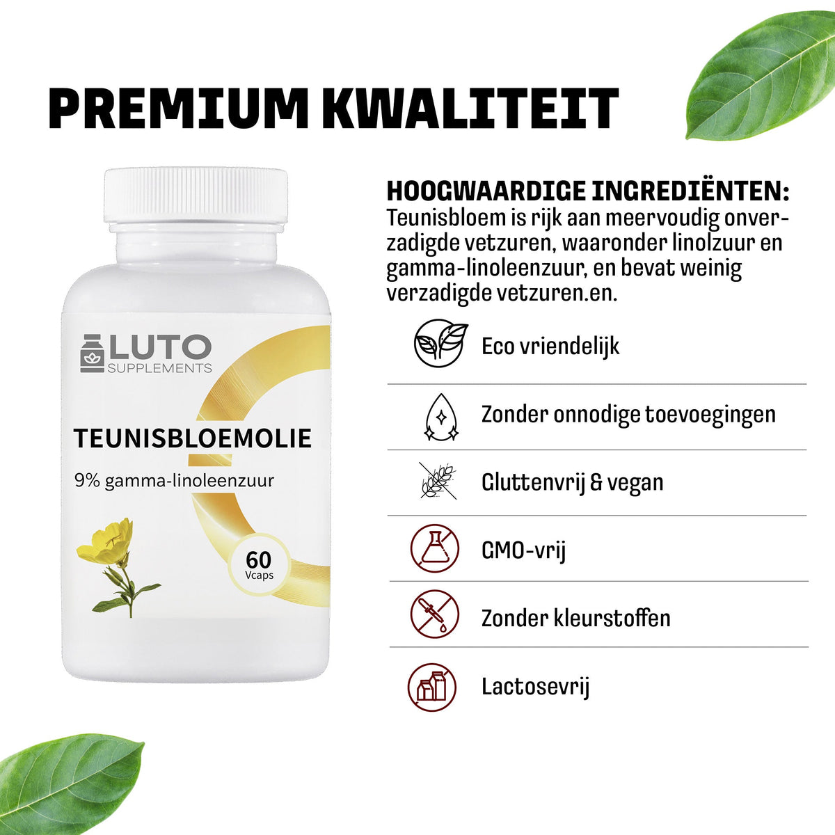 Qualité premium LUTO Huile d'onagre - 100% d'ingrédients naturels, végétarien et sans conservateurs