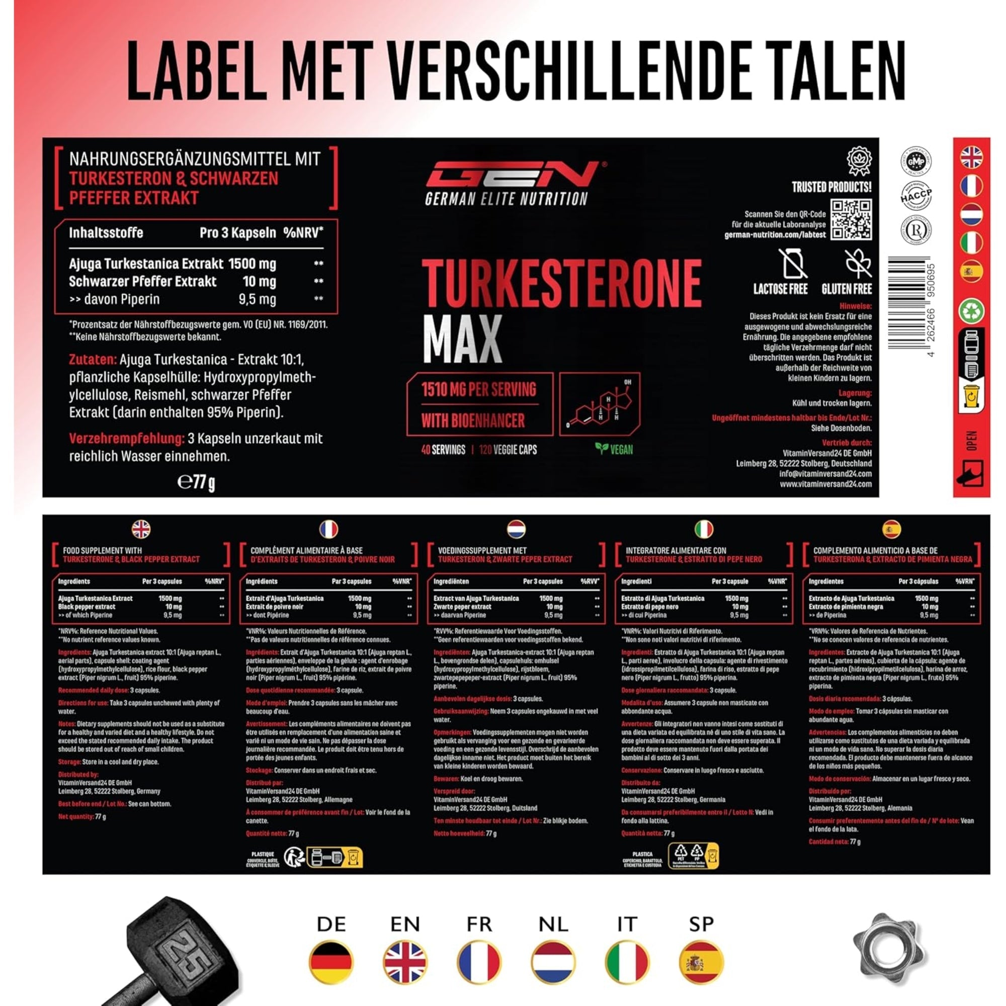 Turkesterone Max 1510mg | 120 Capsules | German Elite Nutrition