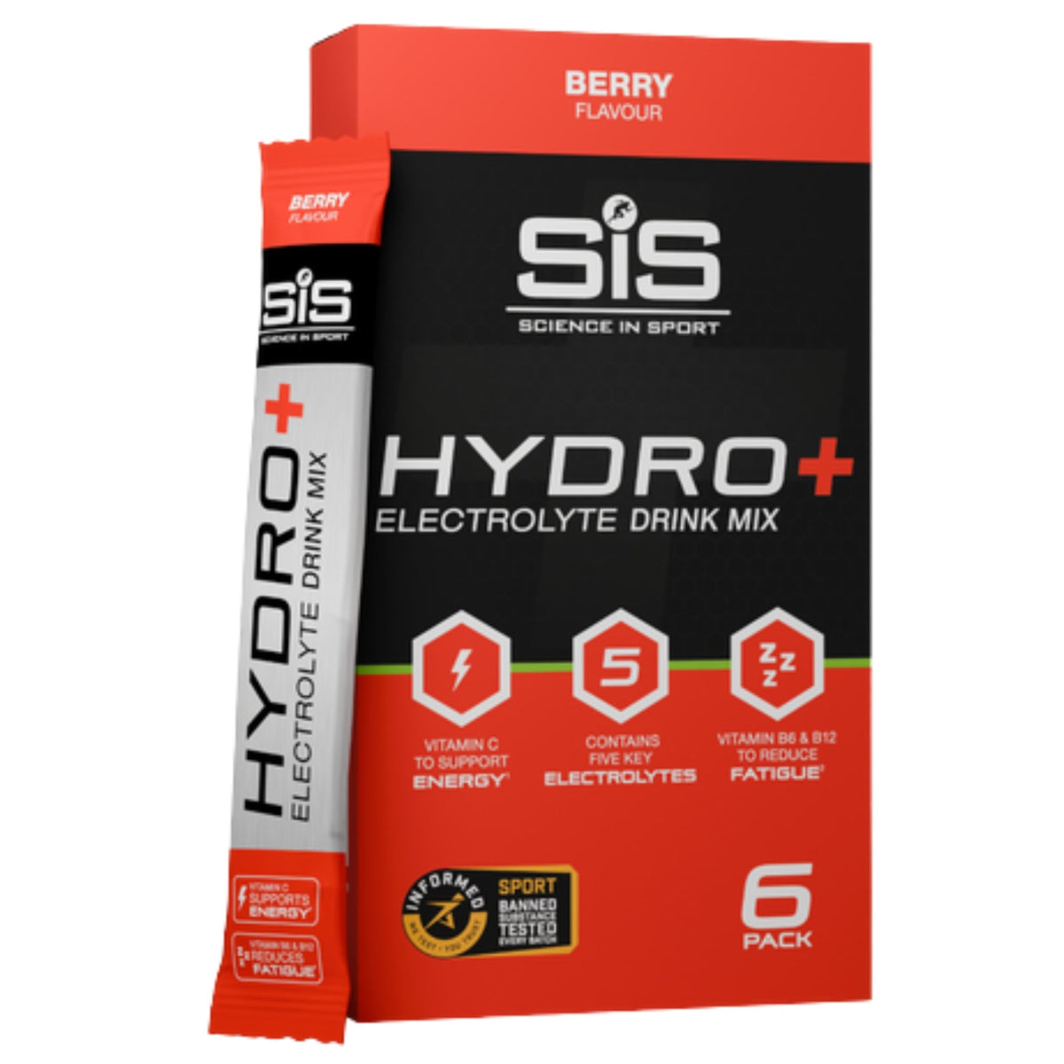 SiS Hydro+ Drink Mix Fruits Rouges mélange d'électrolytes pack de 6 avec magnésium, potassium et calcium