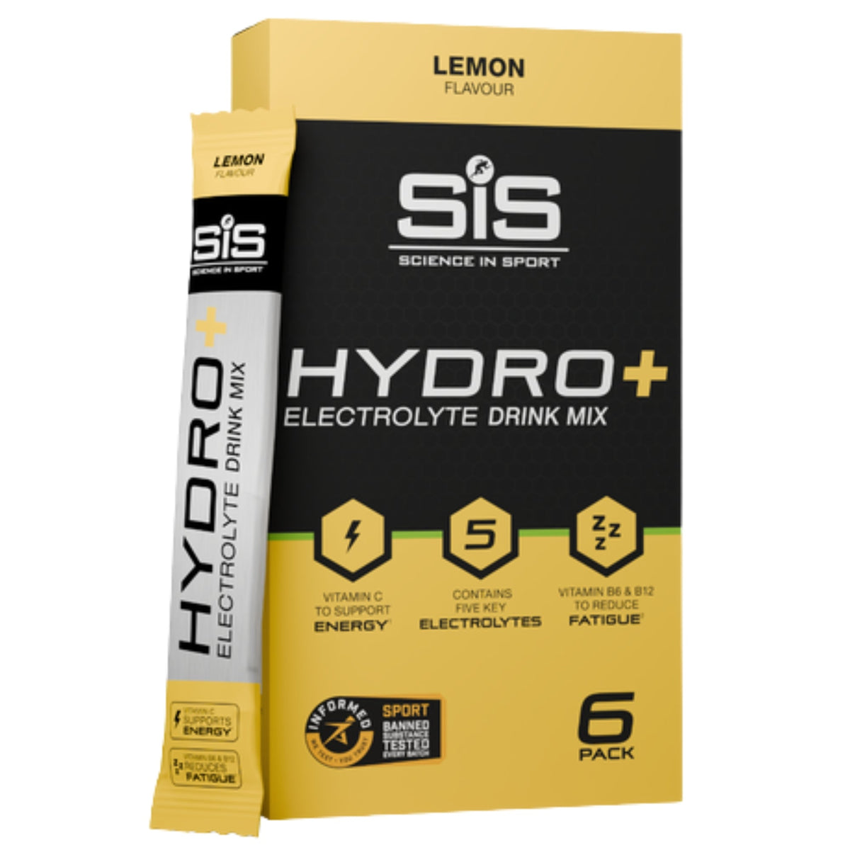 SiS Hydro+ Drink Mix Citron mélange d'électrolytes pack de 6 avec magnésium, potassium et calcium