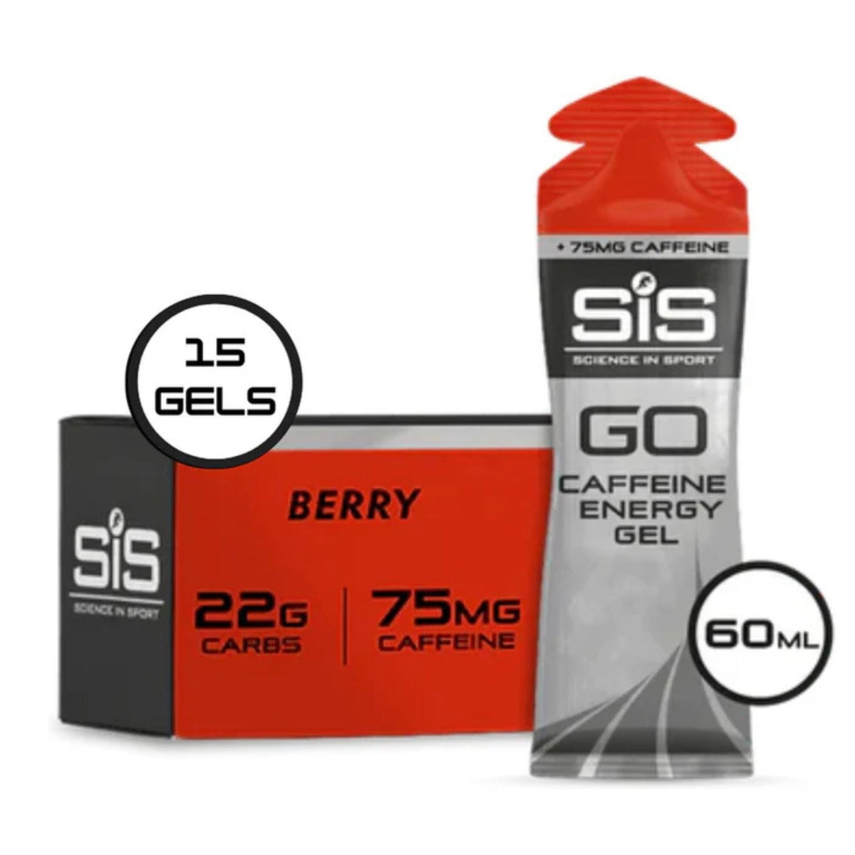 SiS GO Energy + Caffeine Gel Fruits rouges emballage 15 pièces