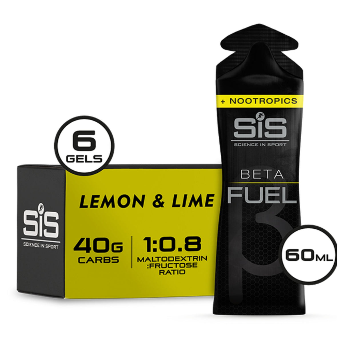 SiS Beta Fuel Gel + Nootropics Lemon & Lime emballage 6 pièces