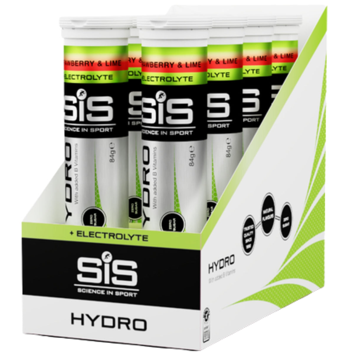 SiS Hydro Tablets Fraise et Citron Vert 8 tubes - comprimés effervescents aux électrolytes avec 345 mg de sodium