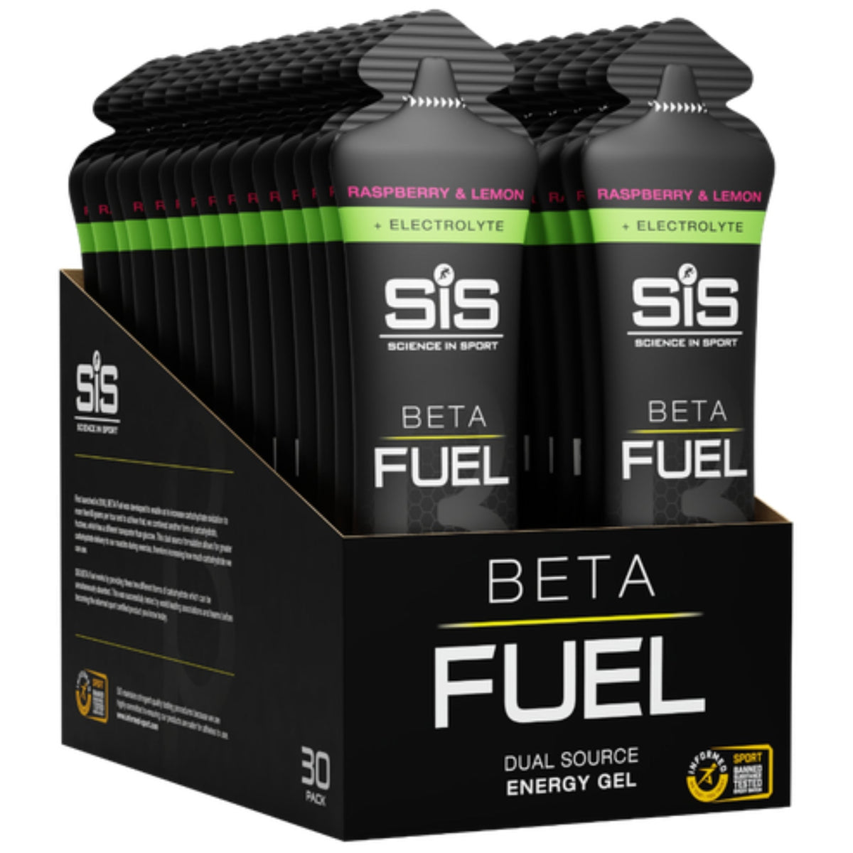 SIS Beta Fuel Electrolyte Gel Raspberry Lemon boîte avantage 30 pièces - gel énergétique aux électrolytes | à acheter en France et en Belgique