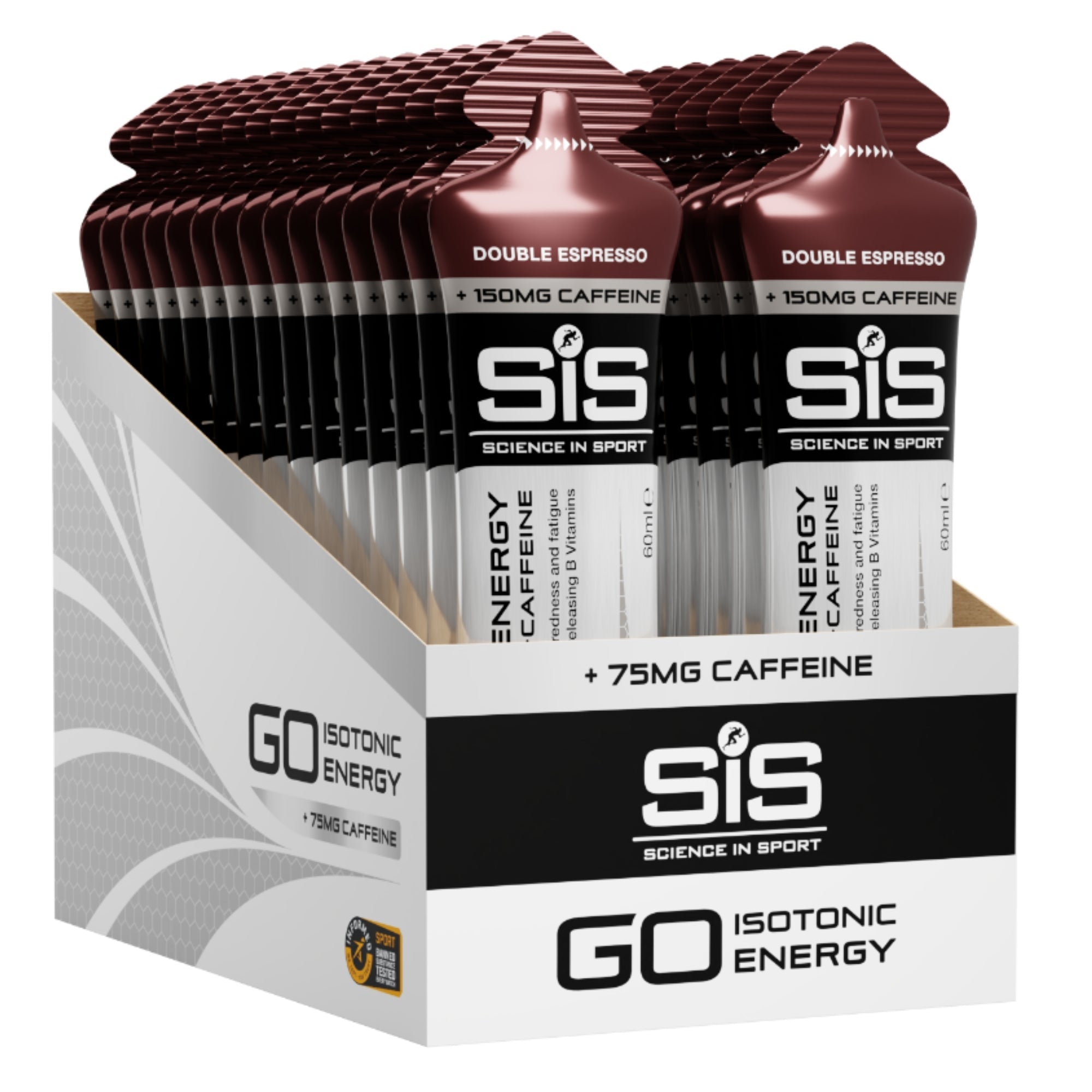 SiS GO Energy + Caffeine Gel Double Espresso emballage 30 pièces