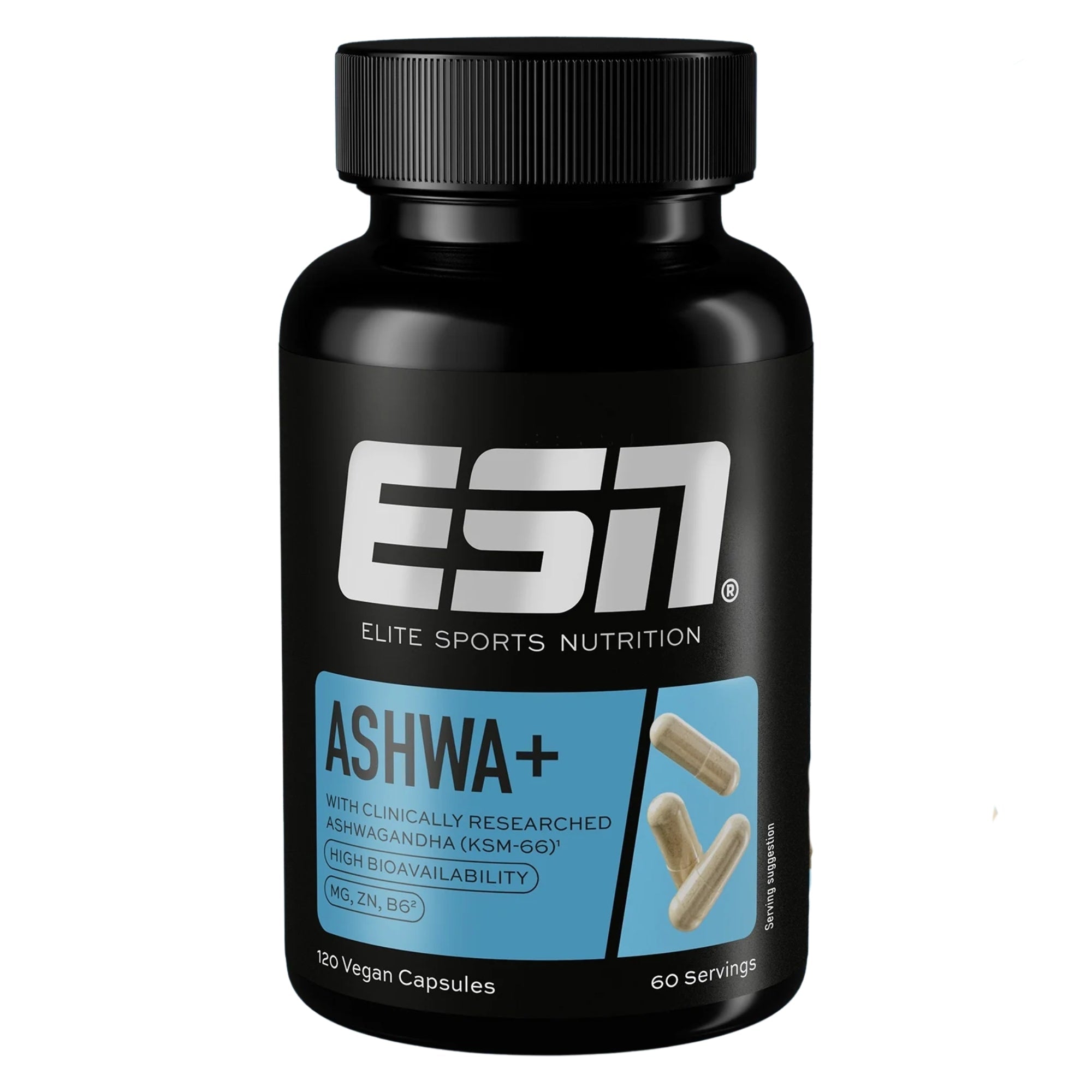 Ashwa+ (Ashwagandha KSM-66® + Magnésium, Zinc & B6) | 120 gélules | ESN