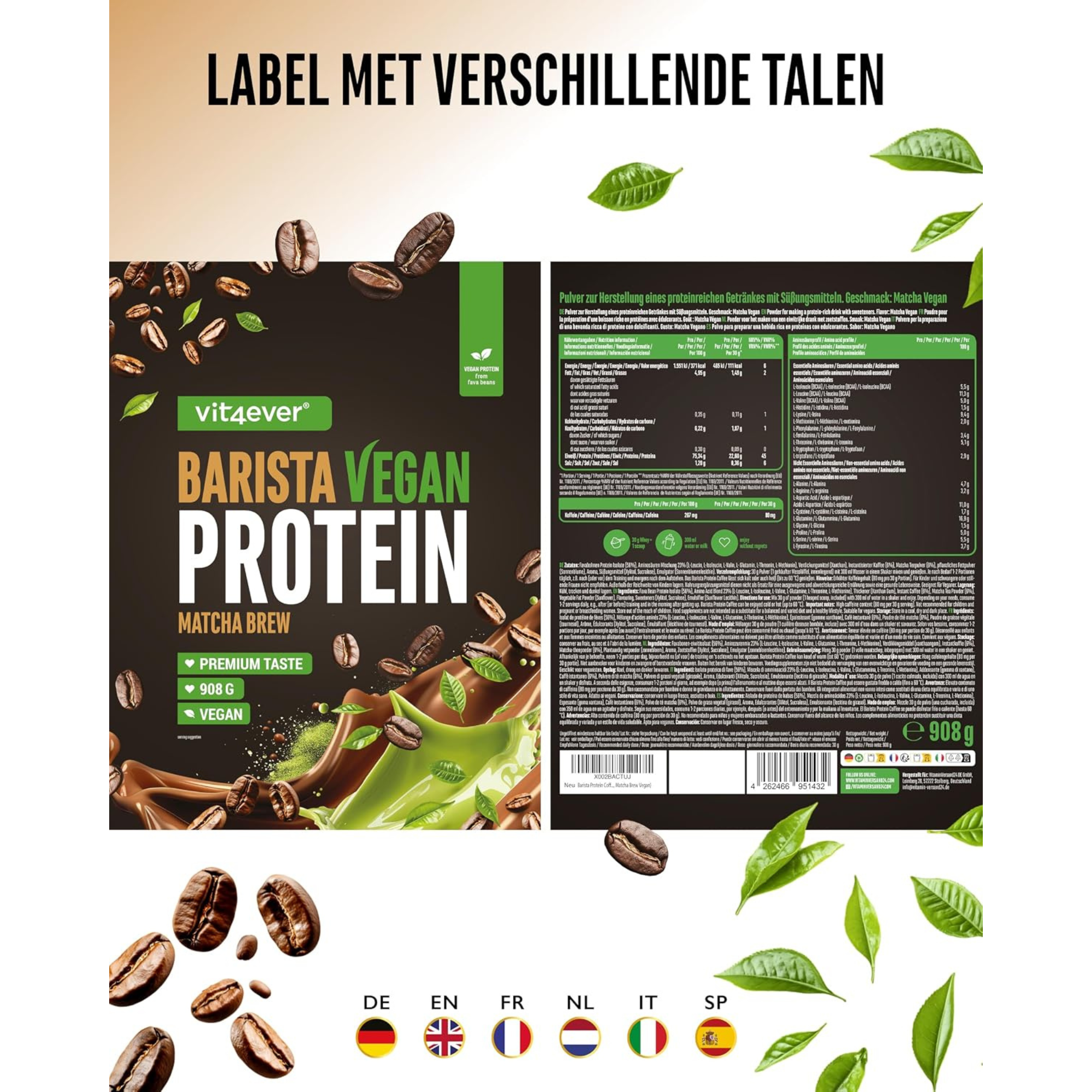 Vegan Barista Whey Matcha | 908 g | Vit4ever