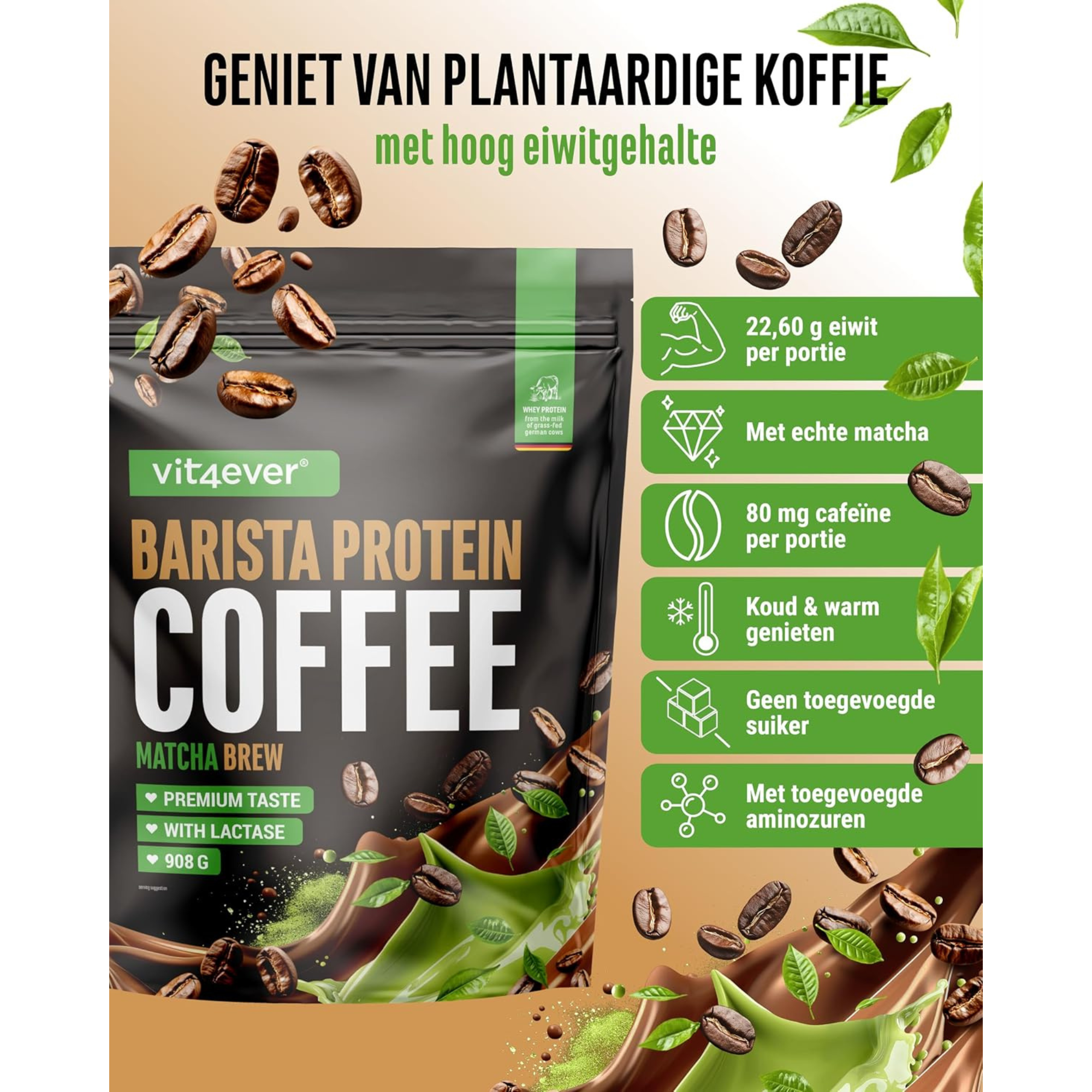 Vegan Barista Whey Matcha | 908 g | Vit4ever