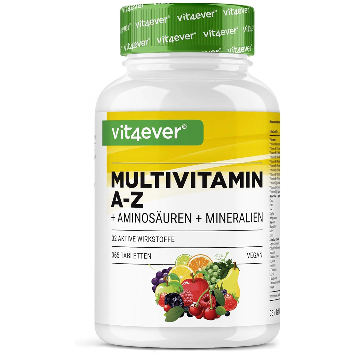 Vit4ever Multivitamines A-Z + Acides aminés + Minéraux 365 comprimés - complément alimentaire | acheter en France