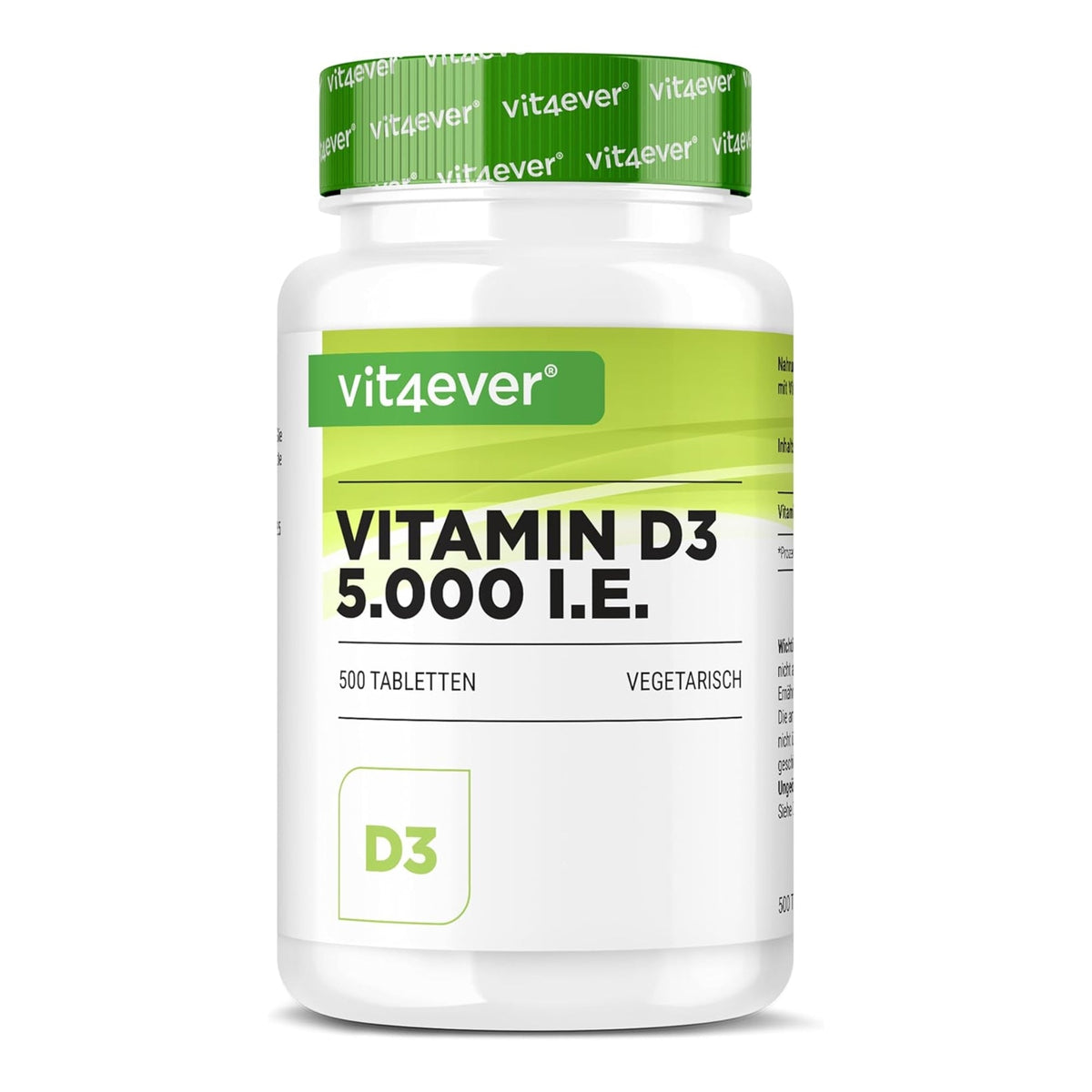 Vit4ever Vitamine D3 5000 UI Dépôt 500 comprimés - complément alimentaire | acheter en France