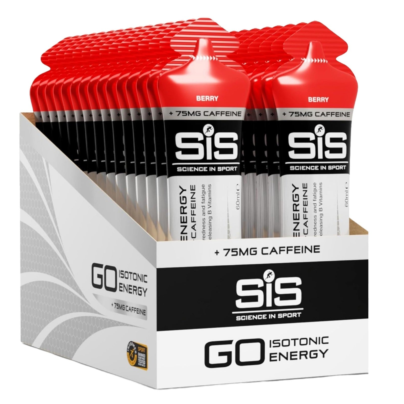 SiS GO Energy + Caffeine Gel Fruits rouges emballage 30 pièces