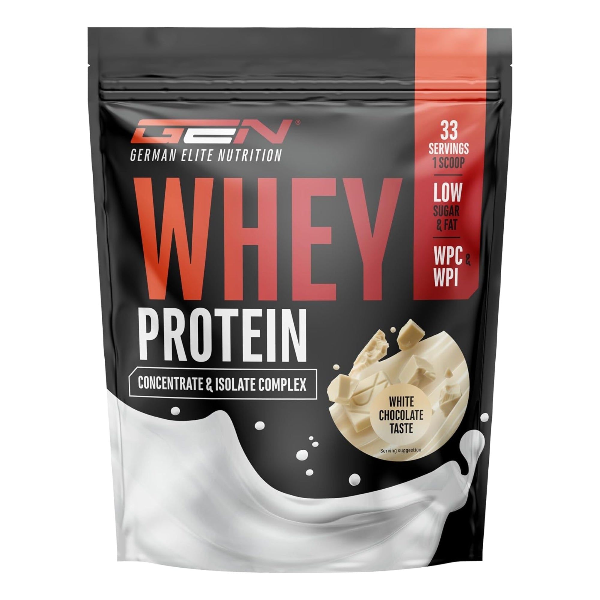Whey Protein Complex de German Elite Nutrition, saveur chocolat blanc