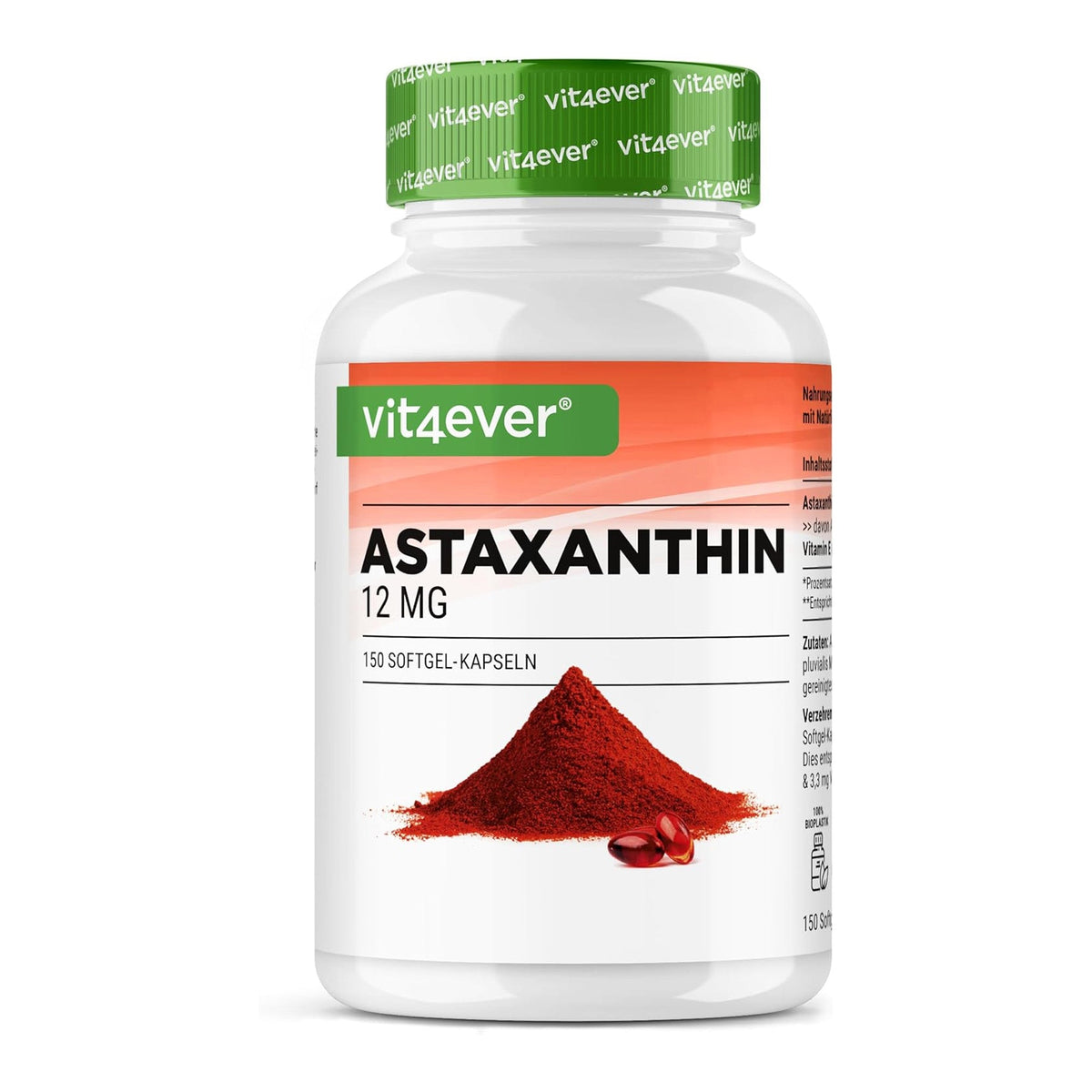 Vit4ever Astaxanthine 12mg 150 capsules molles - complément à base de plantes | acheter en France