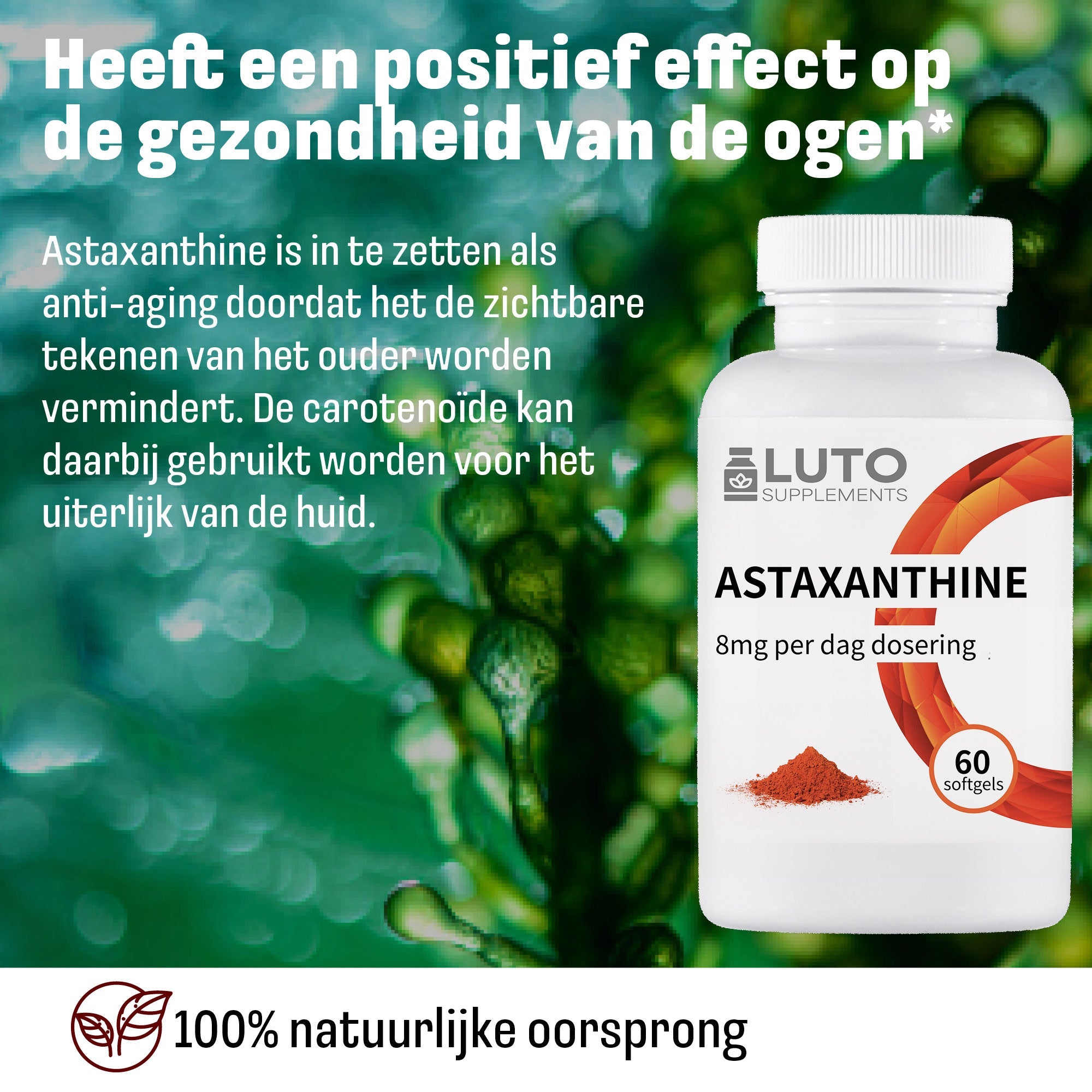 LUTO Astaxanthine capsules molles pour le soutien antioxydant et la santé de la peau - dose quotidienne