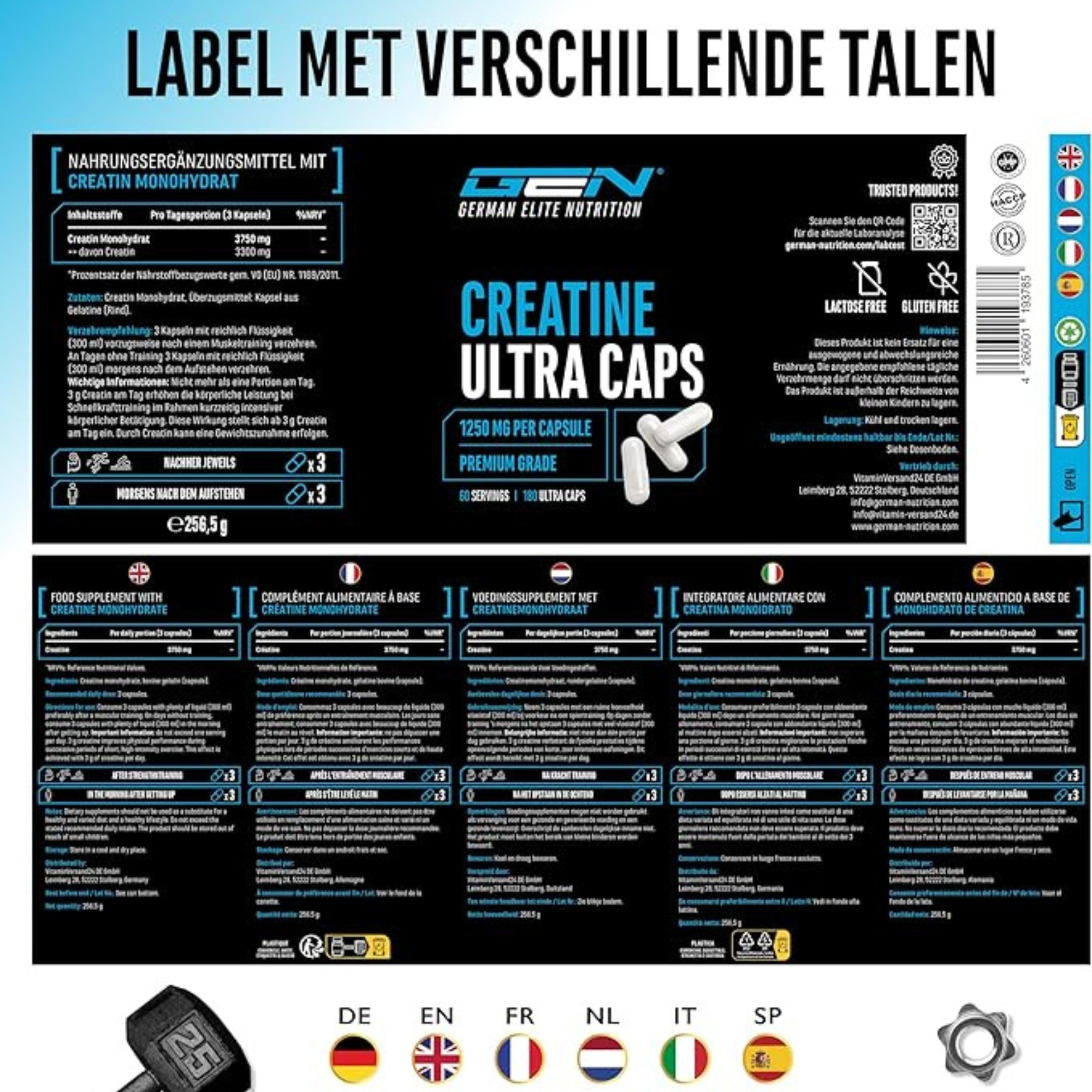 Créatine Ultra Caps | 180 & 420 Gélules | German Elite Nutrition