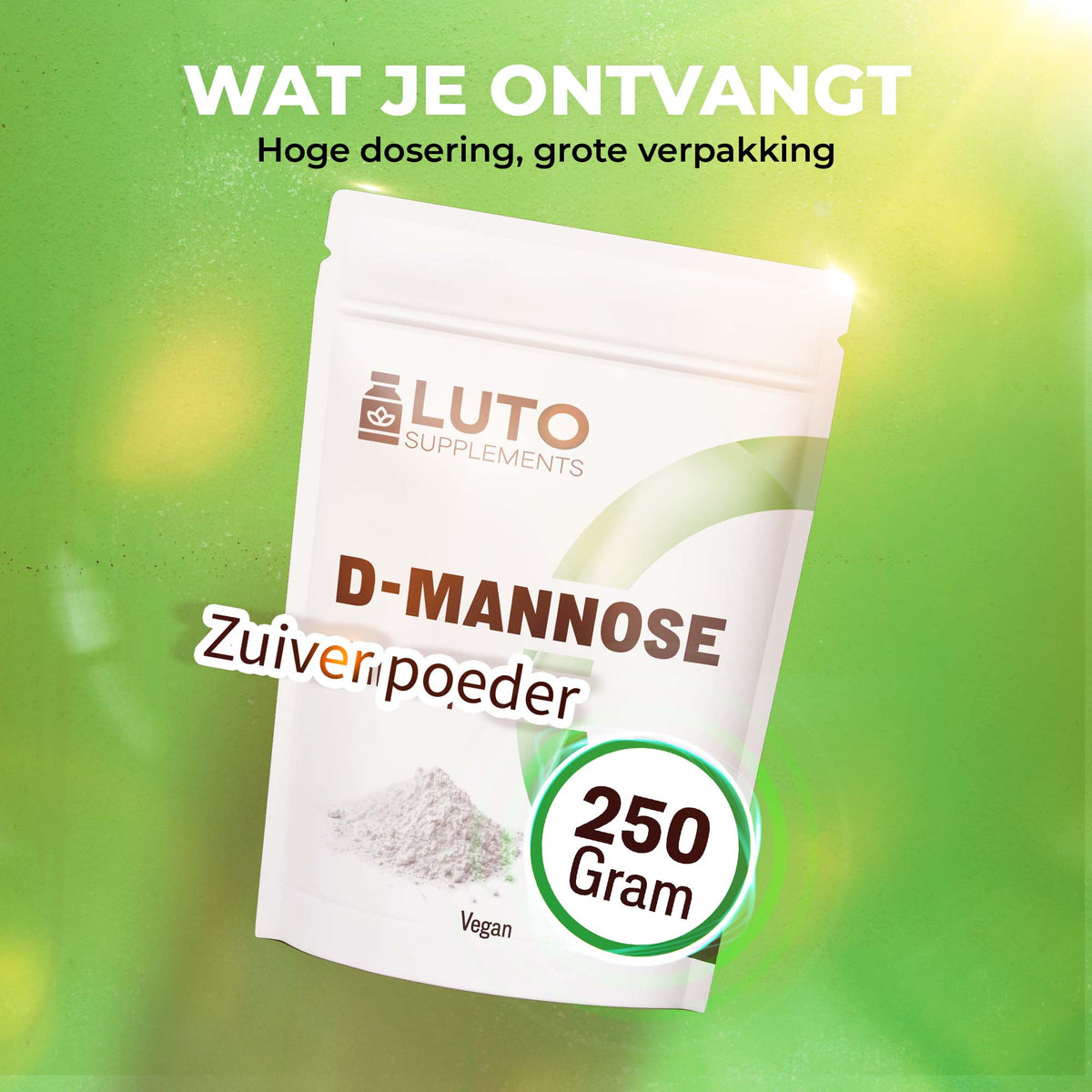 LUTO D-Mannose 250 grammes grand format - poudre pure à dosage élevé avec doseuse