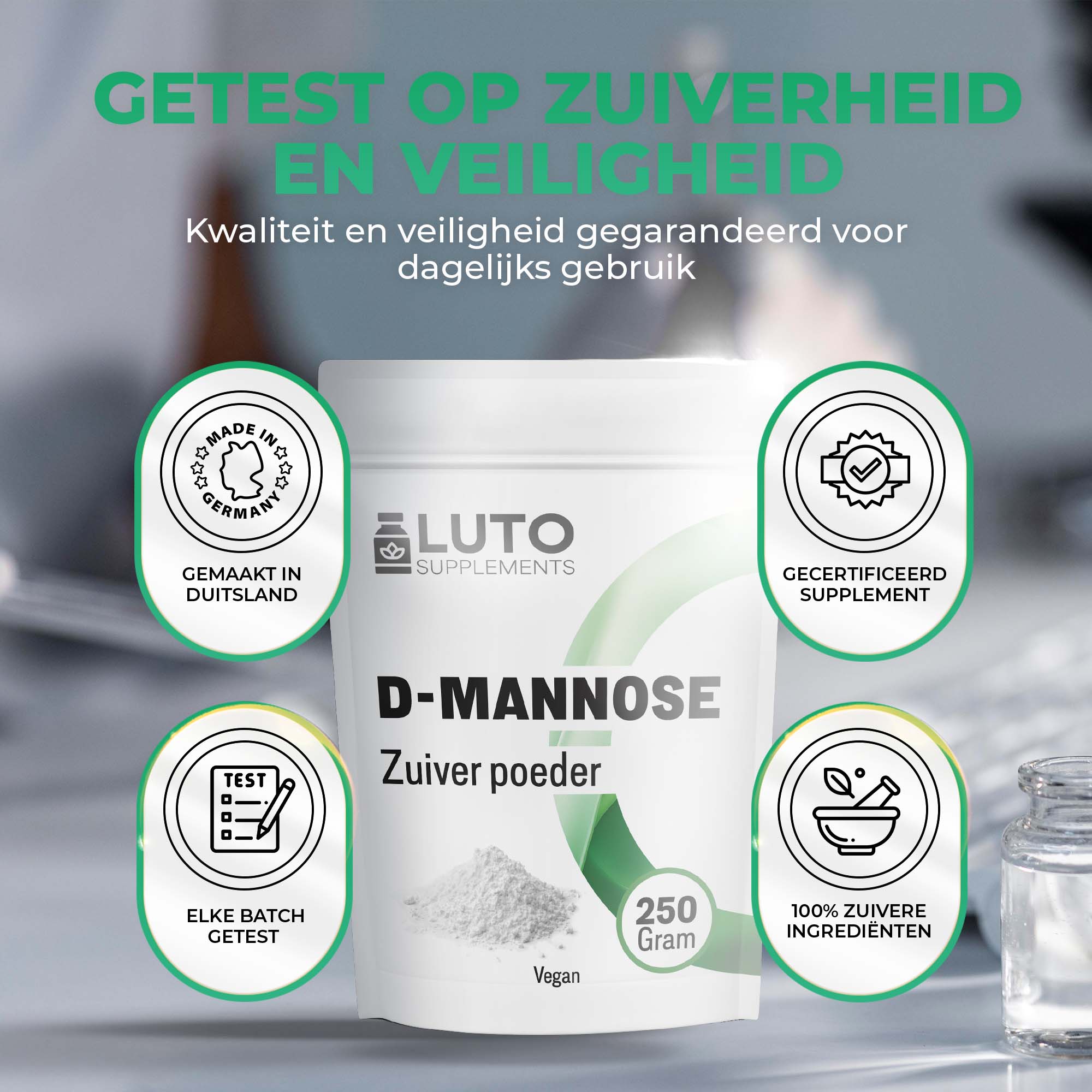 LUTO D-Mannose testé pour la pureté et la sécurité - fabriqué en Allemagne, chaque lot contrôlé