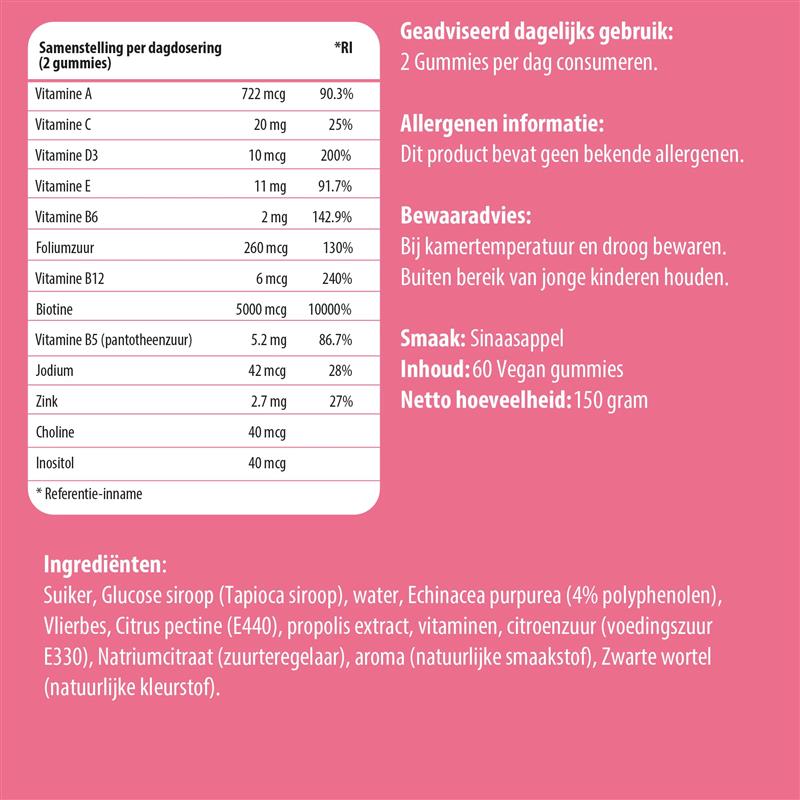 Composition des gommes LUTO Cheveux Peau et Ongles - 2 gommes par jour à la saveur orange