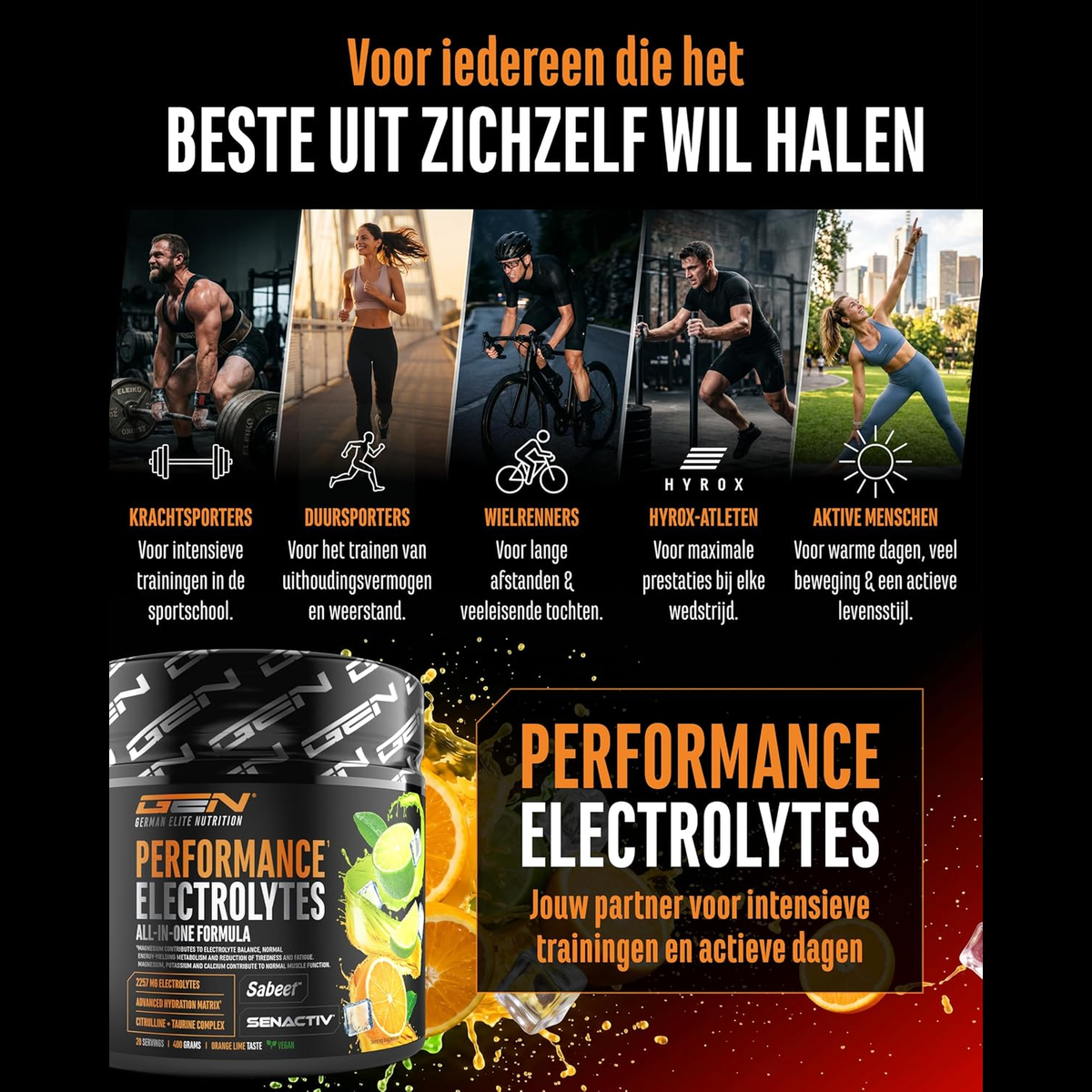 Performance Electrolytes pour sportifs de force sportifs d'endurance cyclistes et athlètes hyrox