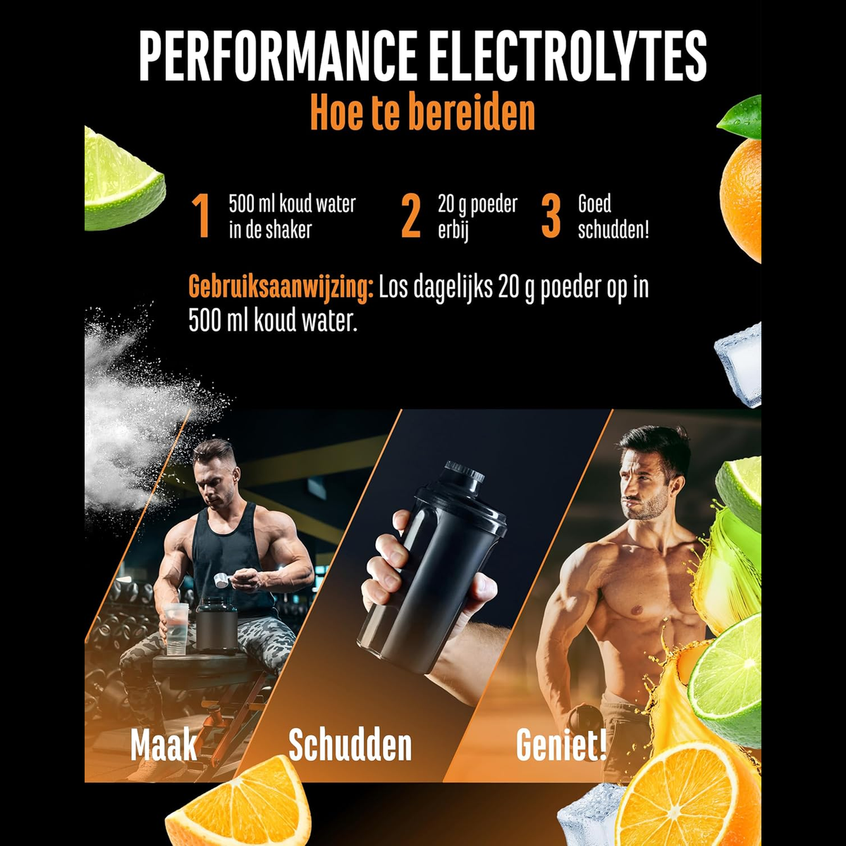 Performance Electrolytes préparation dissoudre 20 grammes de poudre dans 500 ml d'eau