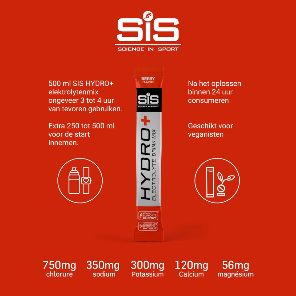 Mode d'emploi SiS Hydro+ Drink Mix Fruits Rouges - 5 électrolytes dont 300 mg de potassium et 56 mg de magnésium