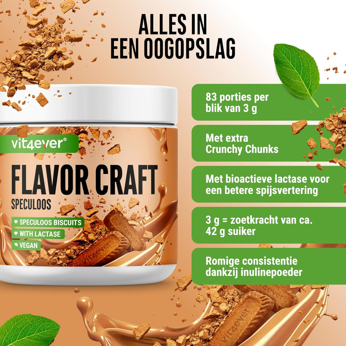 Vit4ever Flavor Craft spéculoos 250 g poudre aromatisée avec 50 portions et consistance crémeuse