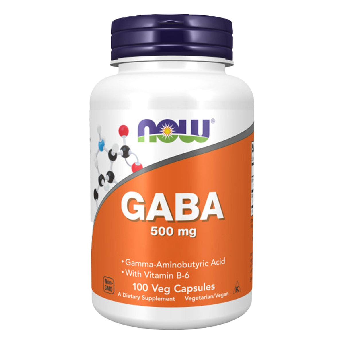 Pot NOW Foods GABA 500mg avec vitamine B6 gélules végétales, 100 gélules #Contenu_100 gélules