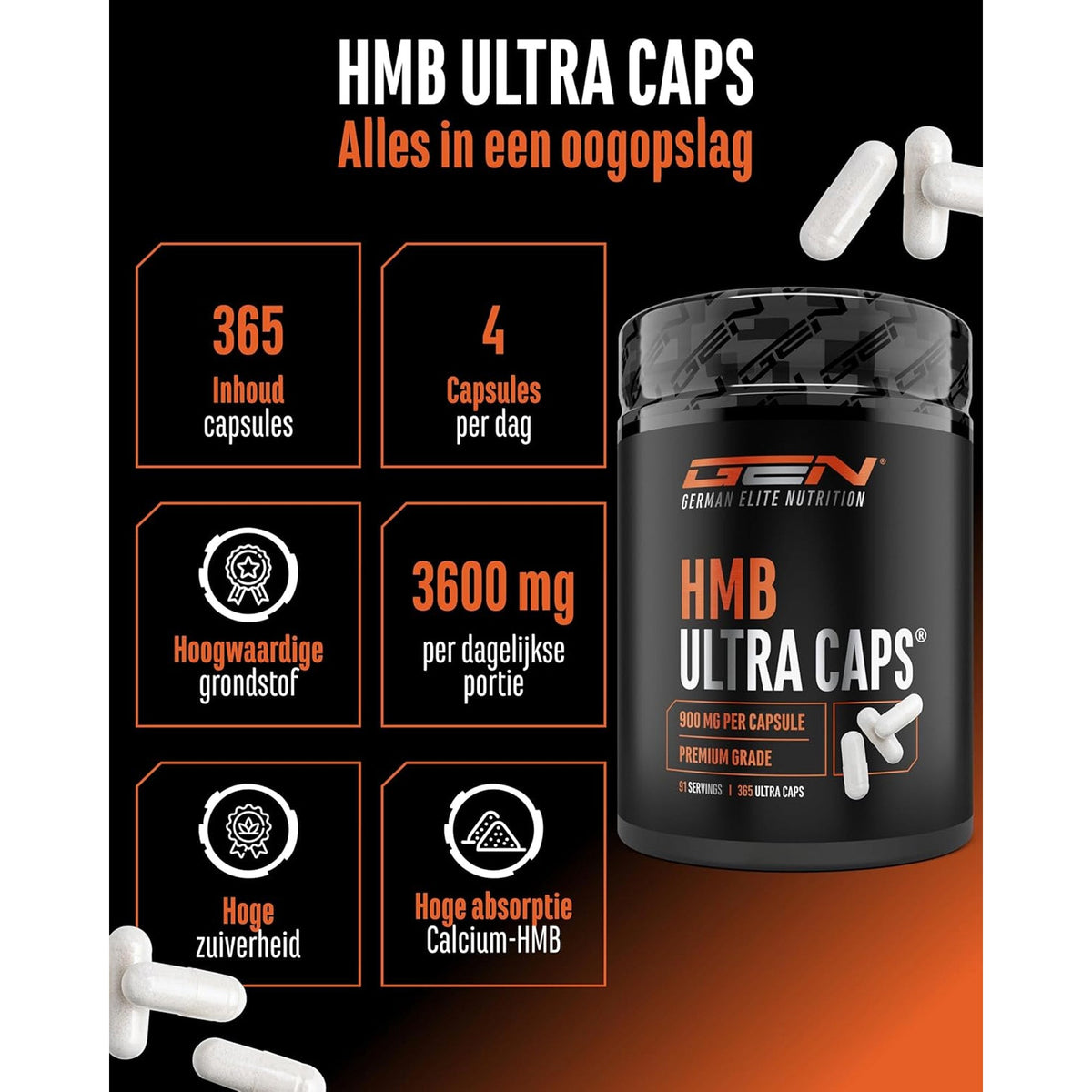 HMB Ultra Caps | 365 gélules | GEN