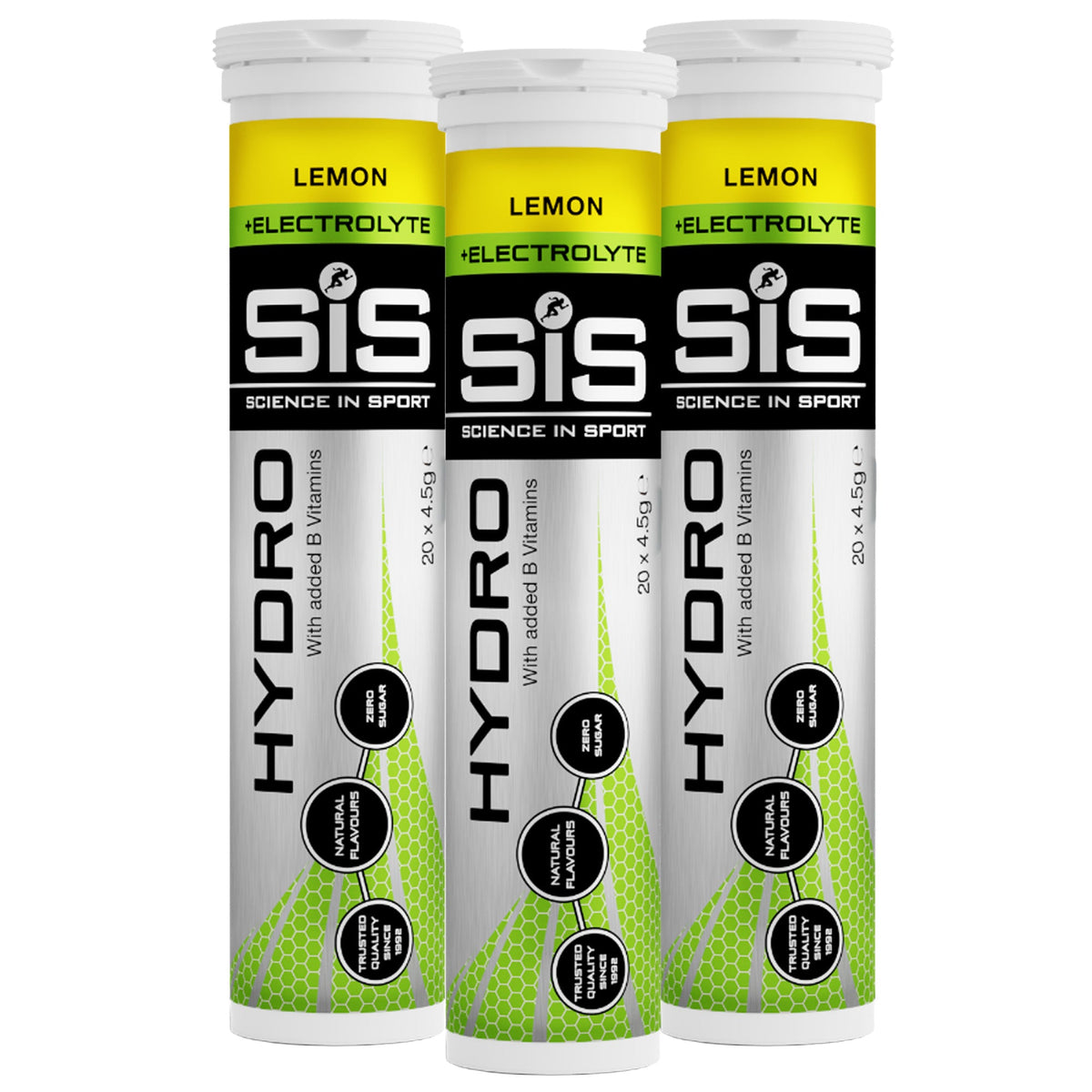 SiS Hydro Tablets Citron 3 tubes - comprimés effervescents aux électrolytes sans sucre pour sportifs d'endurance