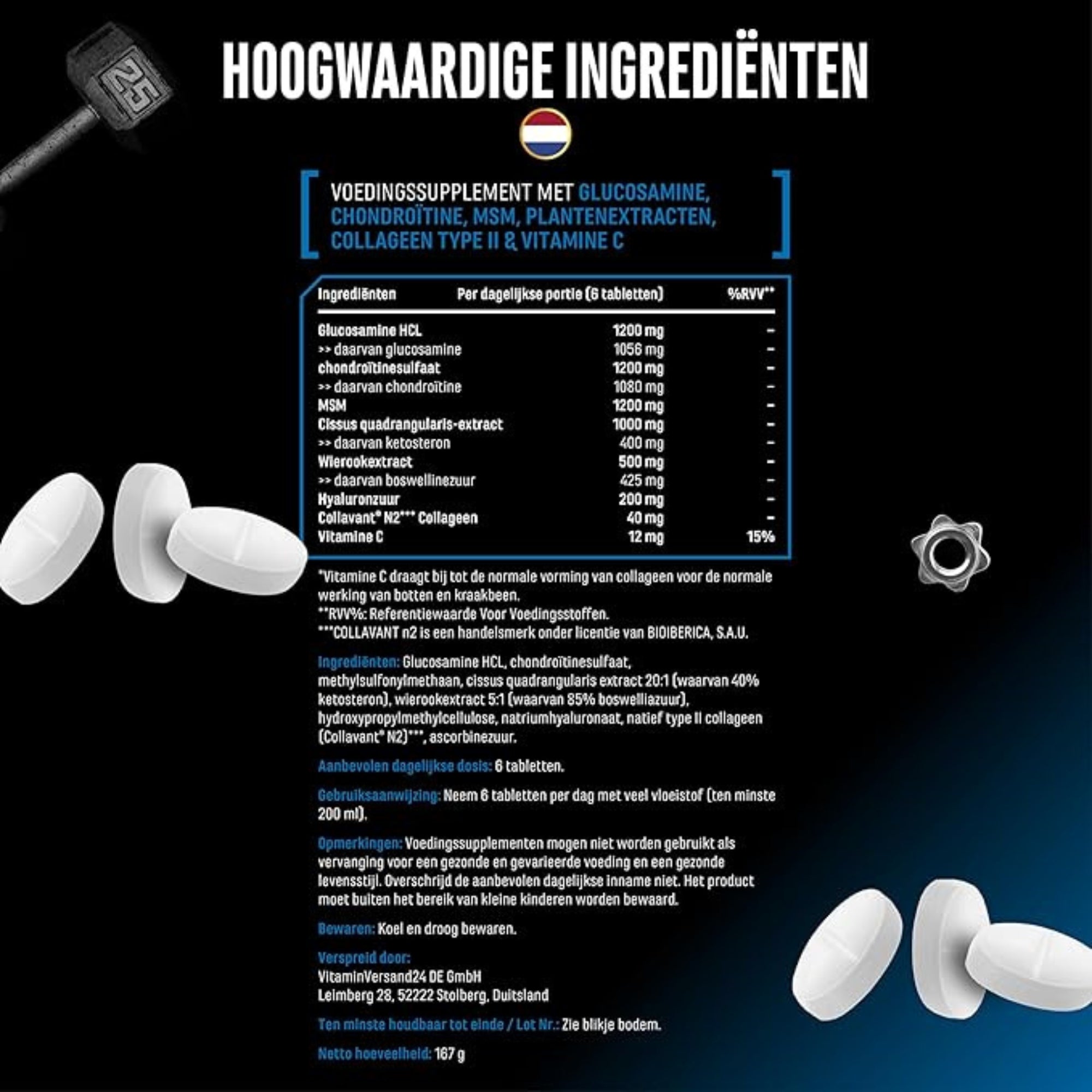 Joint Essentials Glucosamine, Chondroïtine, MSM & Collagène | 180 comprimés | German Elite Nutrition