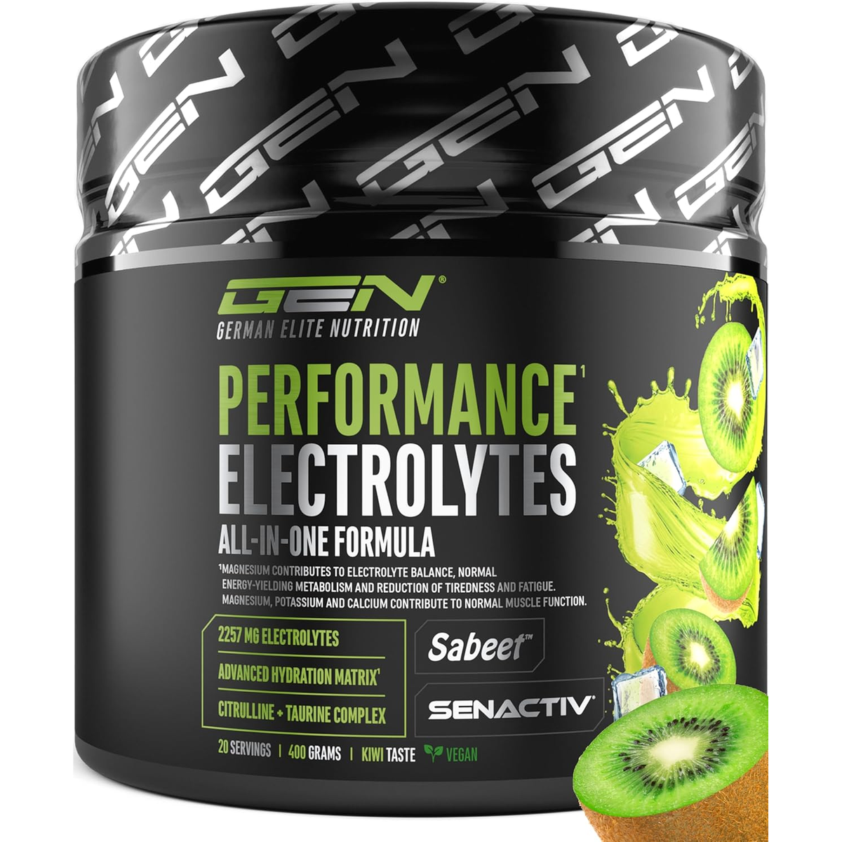 GEN Performance Electrolytes kiwi 400 grammes pot vue de face