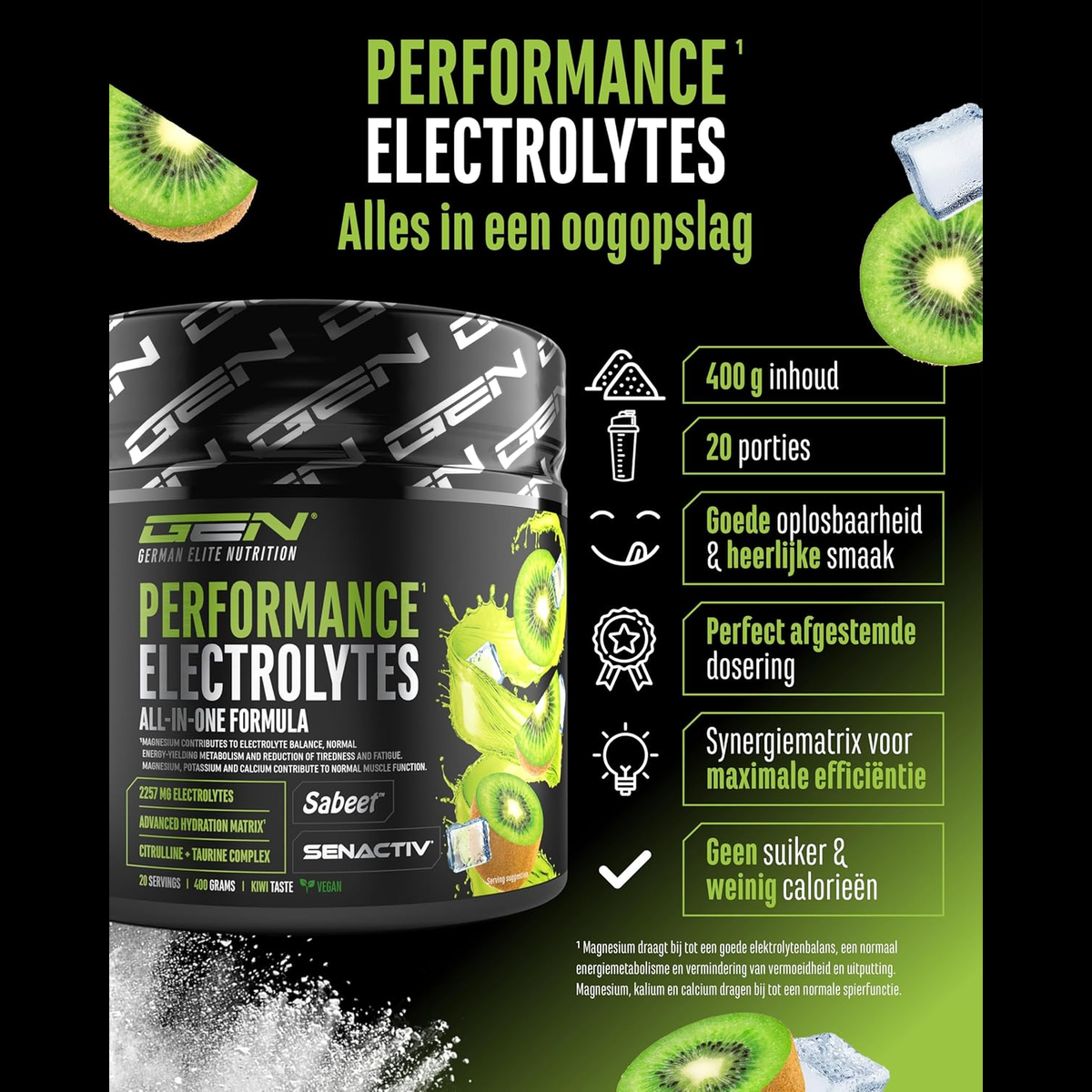 Performance Electrolytes 400 grammes 20 portions aperçu des caractéristiques