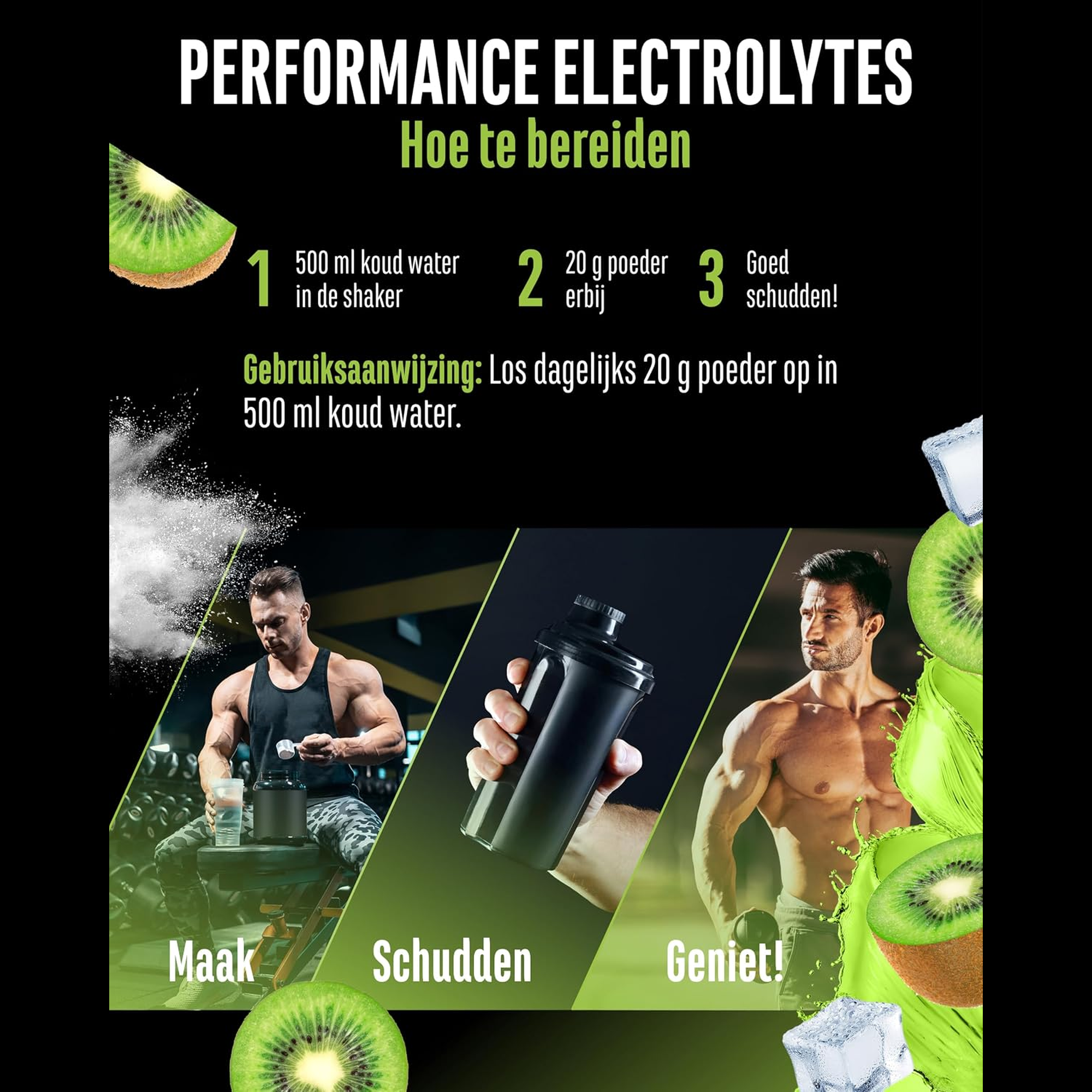 Performance Electrolytes préparation dissoudre 20 grammes de poudre dans 500 ml d'eau