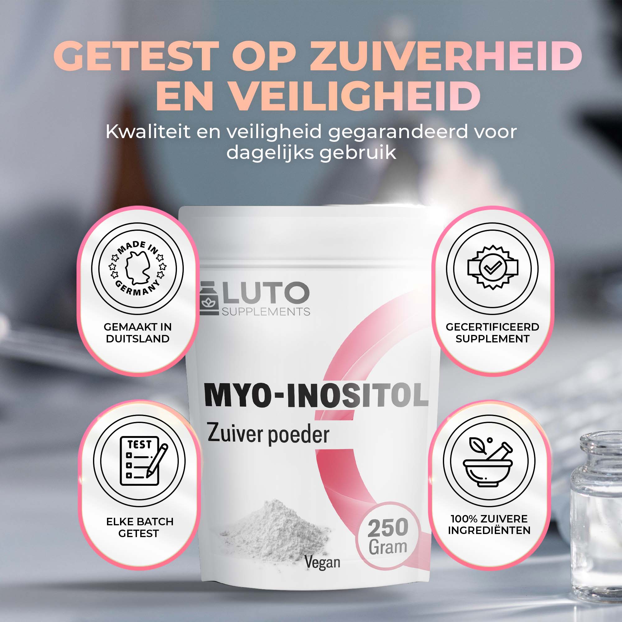 Poudre de myo-inositol LUTO, chaque lot contrôlé pour la pureté et la sécurité