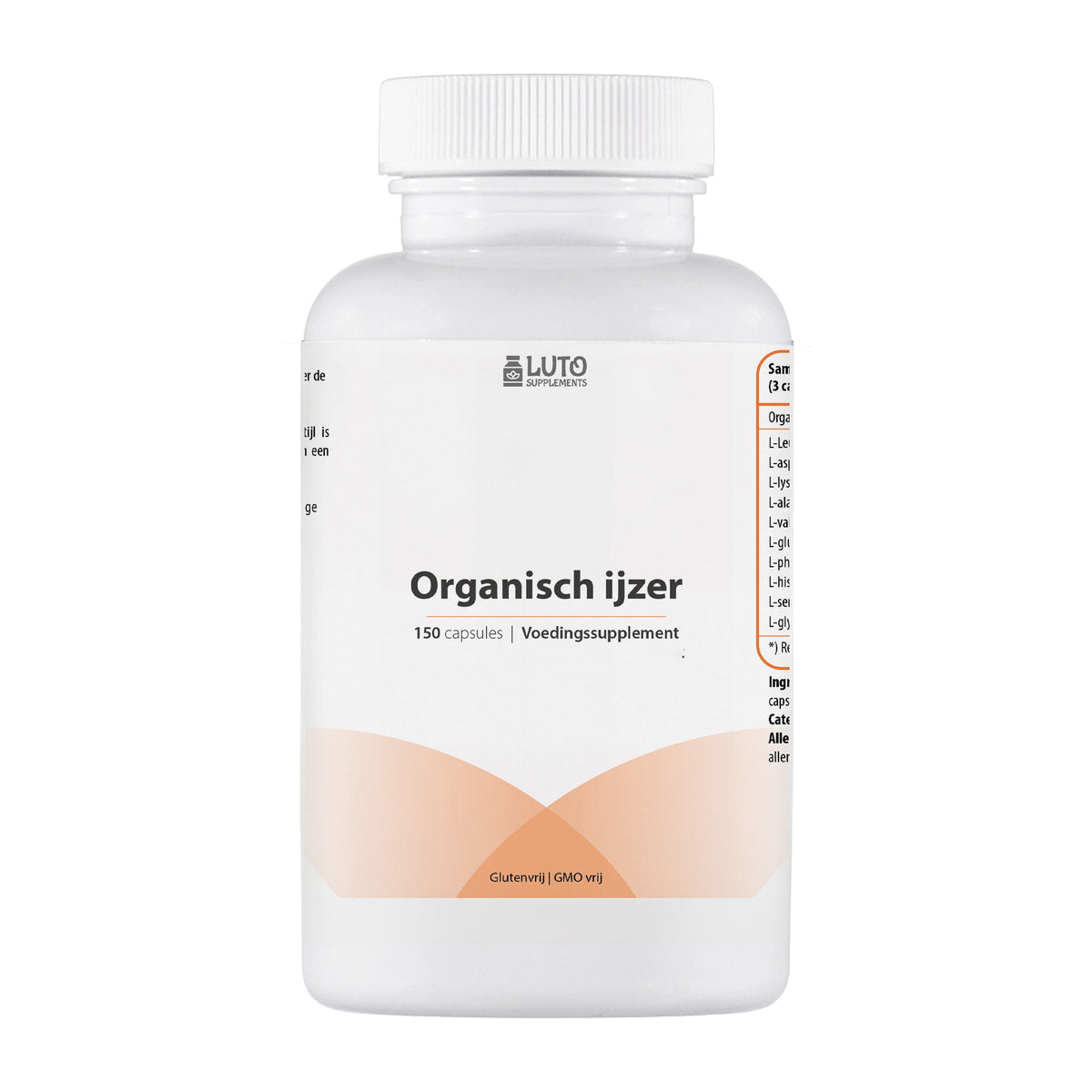 Luto Supplements | Fer organique | Riche mélange d'acides aminés | Concentré protéique premium | Réduit la fatigue *¹ | Soutient le système immunitaire *² | 150 gélules