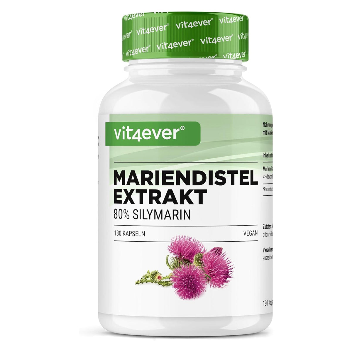 Vit4ever Extrait de Chardon-Marie (80% Silymarine) 500mg 365 gélules - complément à base de plantes | acheter en France