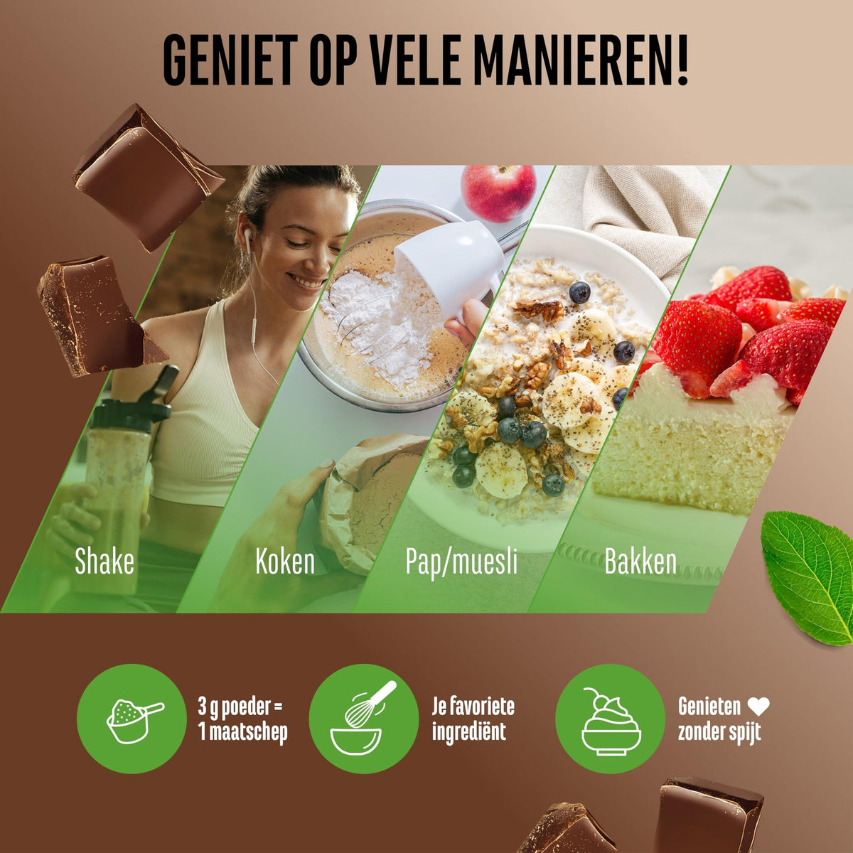 Vit4ever Flavor Craft poudre aromatisée chocolat au lait en shake, fromage blanc, flocons d'avoine et pâtisseries