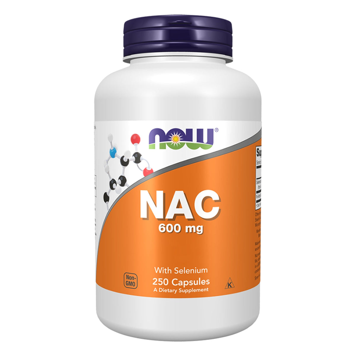 Pot NOW Foods NAC 600mg avec sélénium gélules, 250 gélules #Contenu_250 gélules