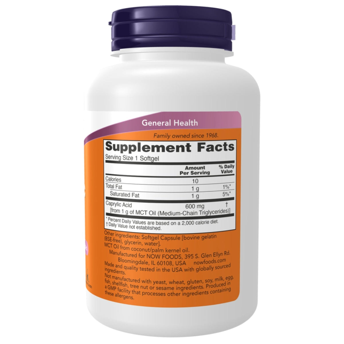 Caprylic Acid 600 mg | 100 capsules molles | NOW Foods