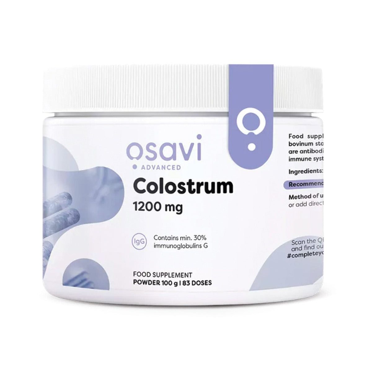 Osavi Colostrum Poudre à 30% d'IgG - 100 grammes de colostrum bovin en poudre, 83 doses | acheter en France