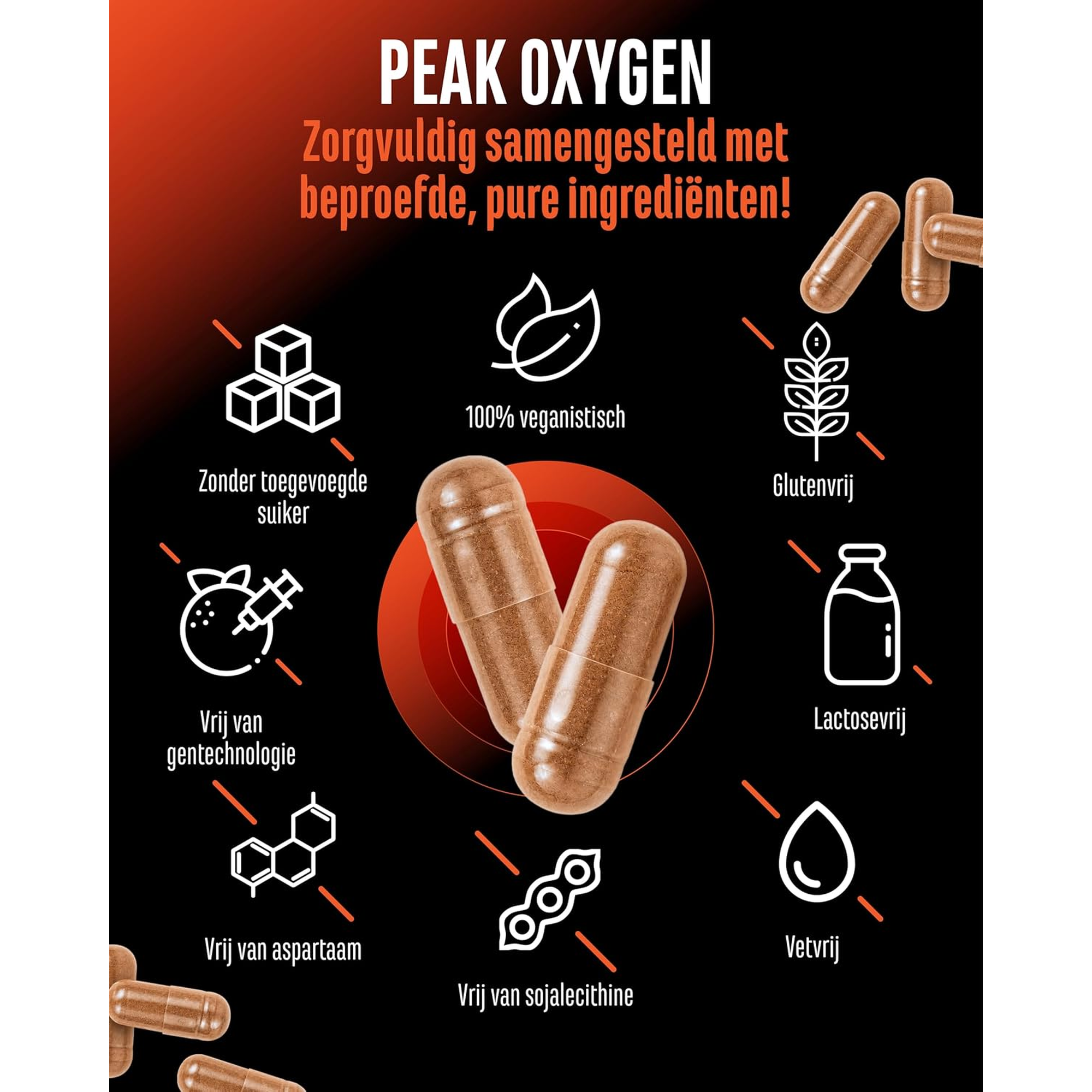 Peak Oxygen végétalien sans gluten sans lactose sans sucre ajouté