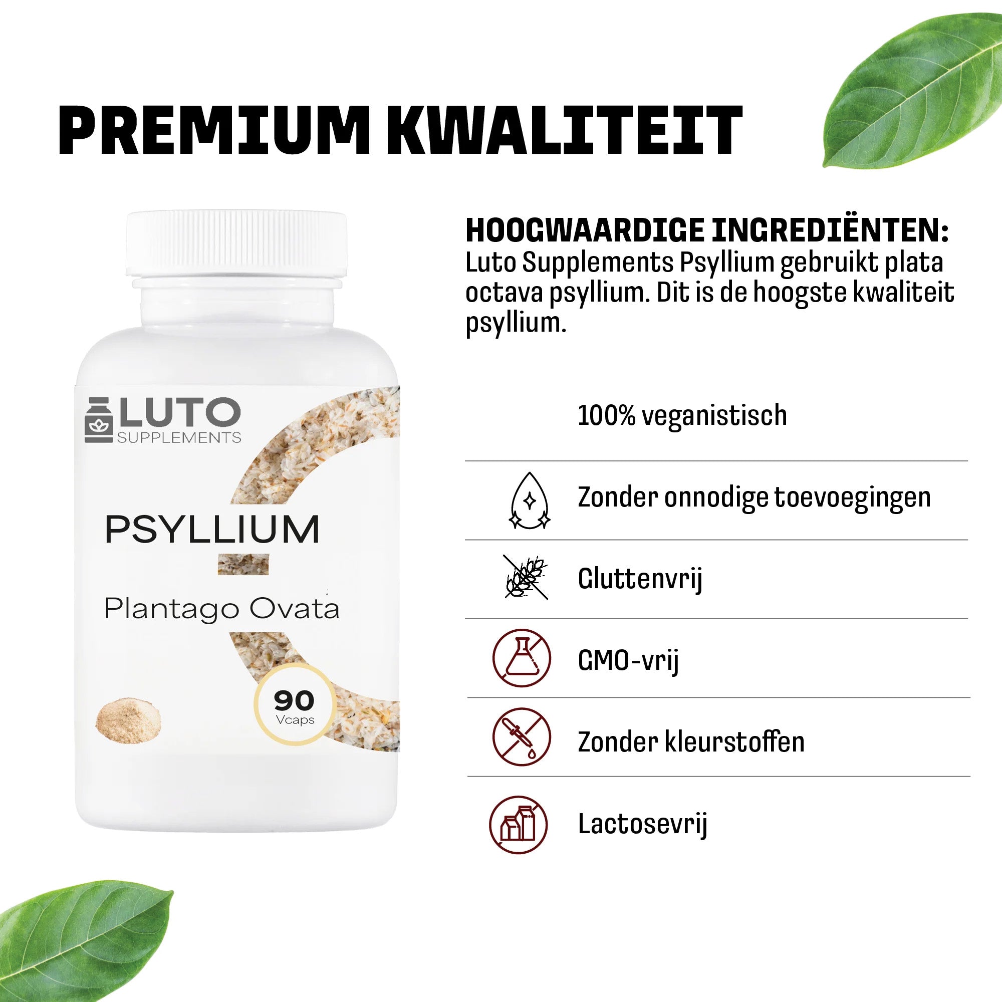 LUTO Psyllium qualité premium - fibres de psyllium Plantago ovata de haute qualité en gélules