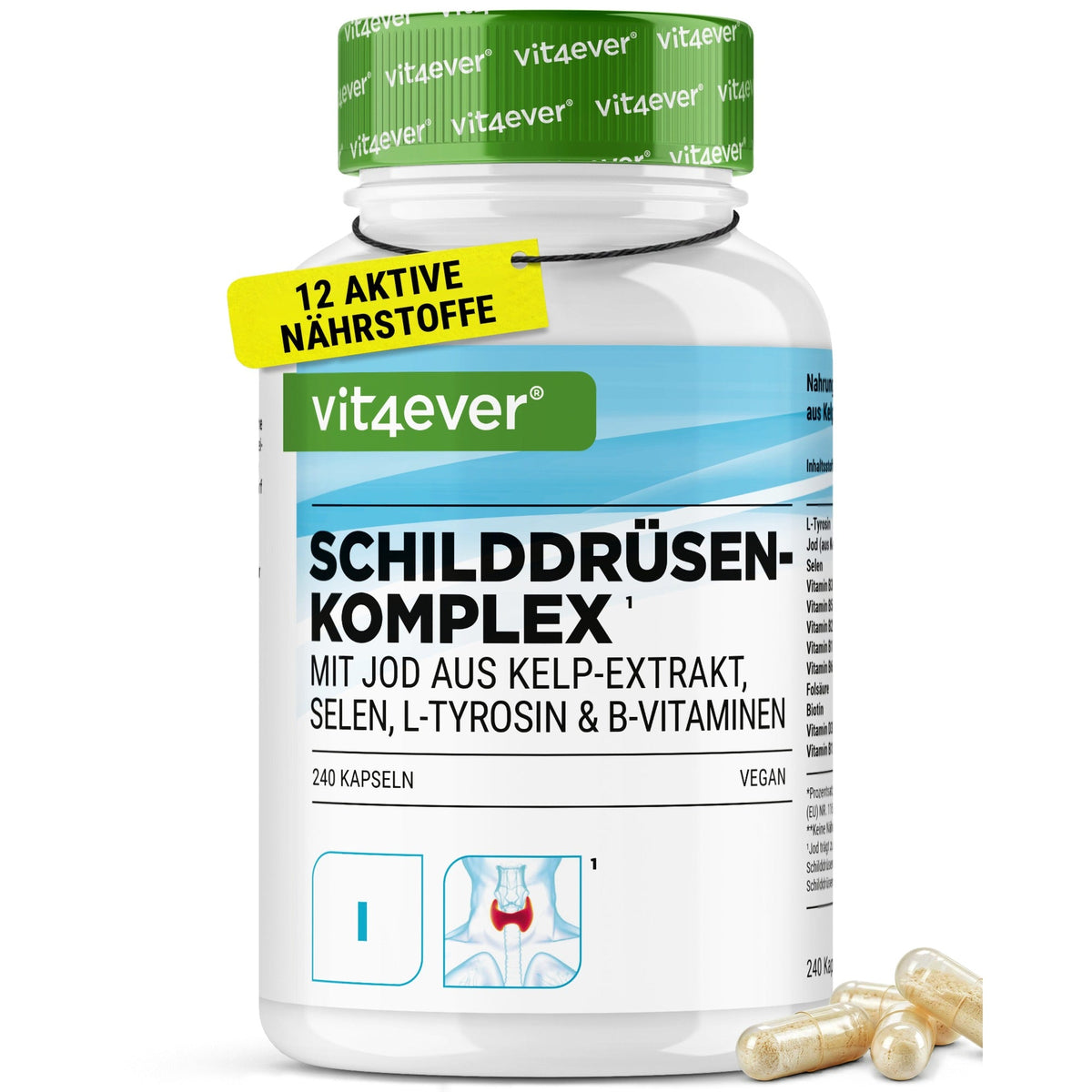 Vit4ever Complexe Thyroïde, 240 gélules vegan avec iode et sélénium | acheter en France