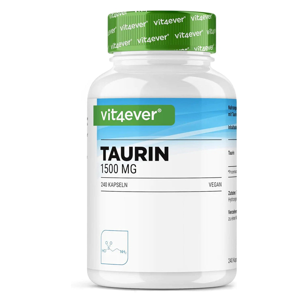 Vit4ever Taurine 1500 mg 240 gélules - complément d'acides aminés | acheter en France