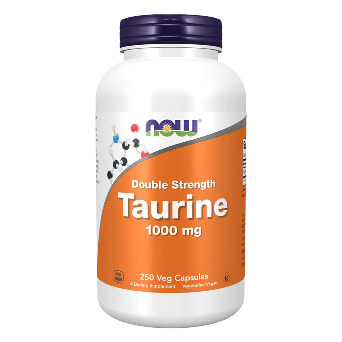 Pot de taurine NOW Foods 1000mg Double Strength gélules, 250 gélules #Contenu_250 gélules