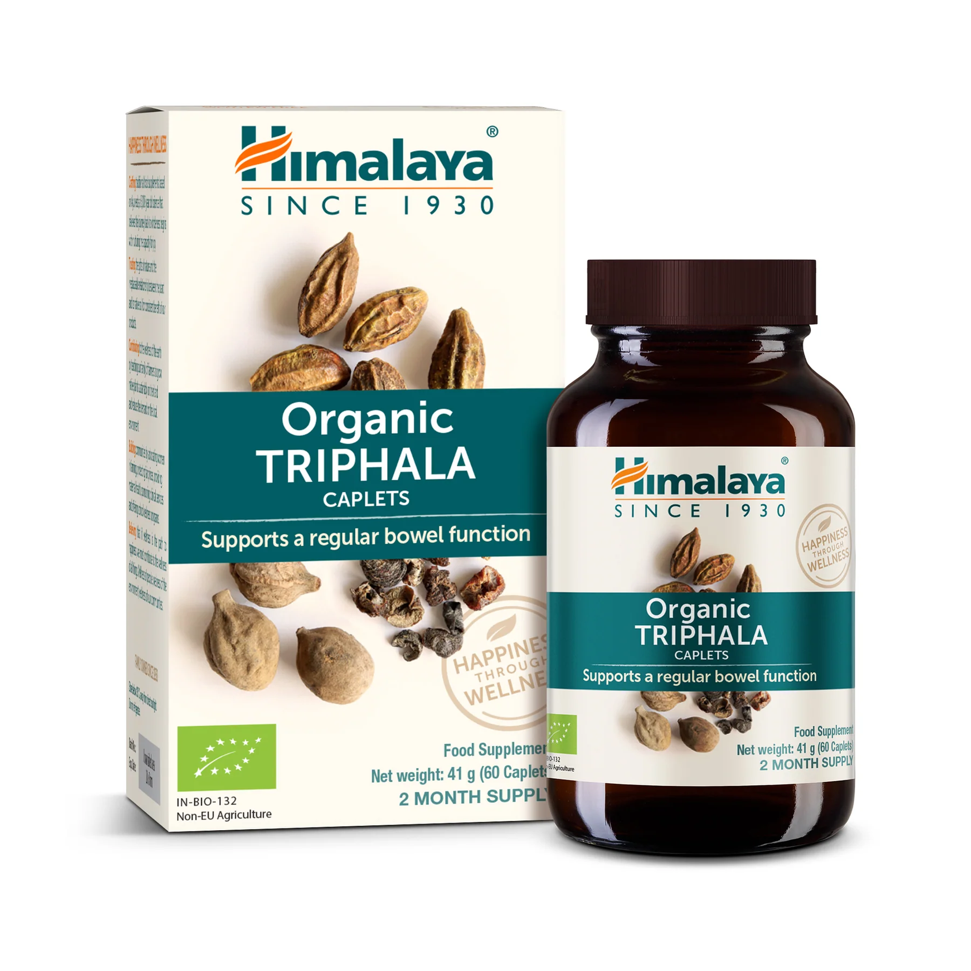 Himalaya Organic Triphala boîte avec pot en verre, 60 caplets